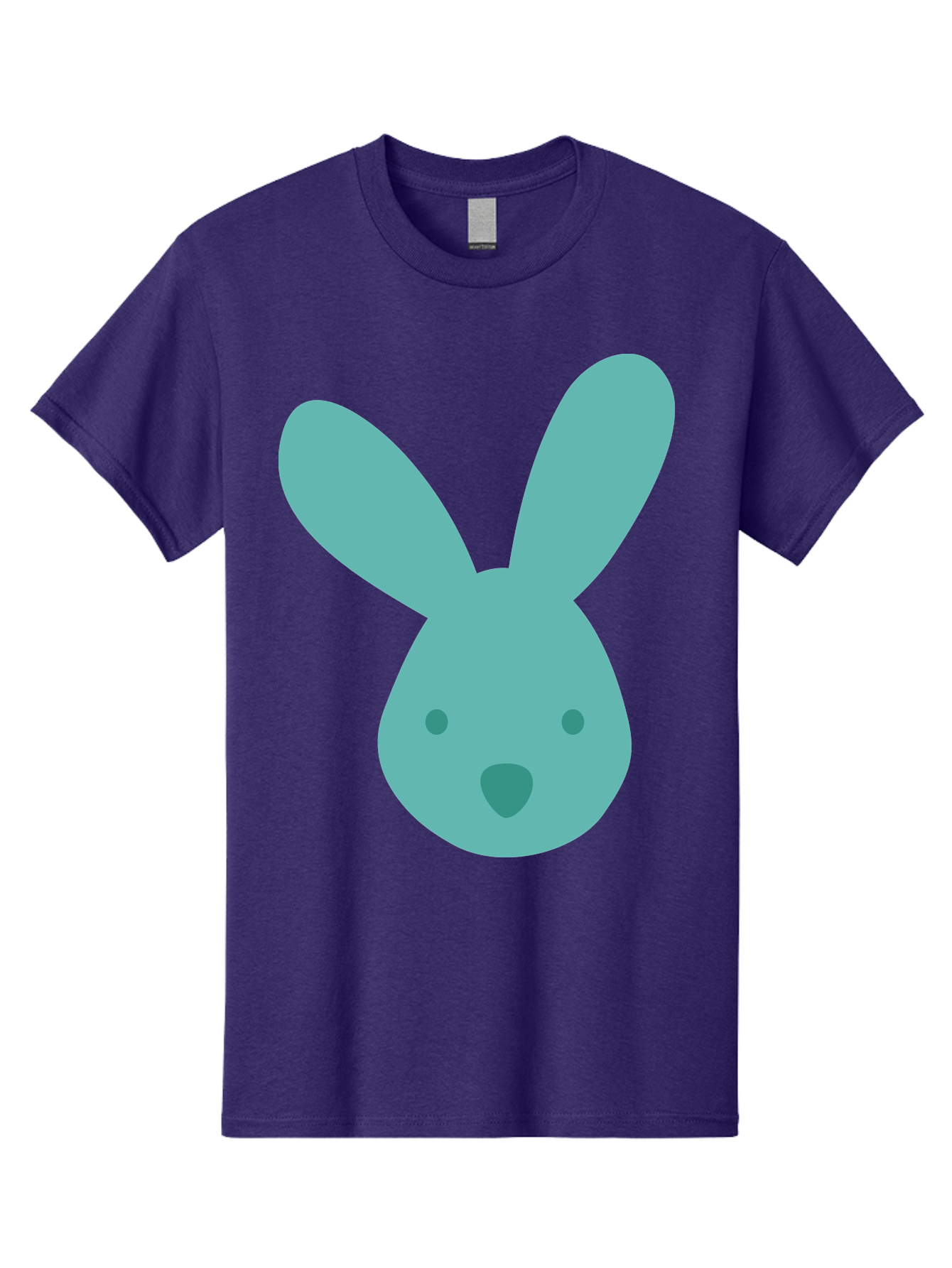 Bunny-Head Men'S Graphic Tee, 100% Cotton, Comfortable Casual Summer Wear, Machine Washable, Cartoon Bunny, Teal Rabbit, Simple Design, Cute Face, Digital Illustration, Easter Theme, Minimalist Art, Pastel Colors Aac550