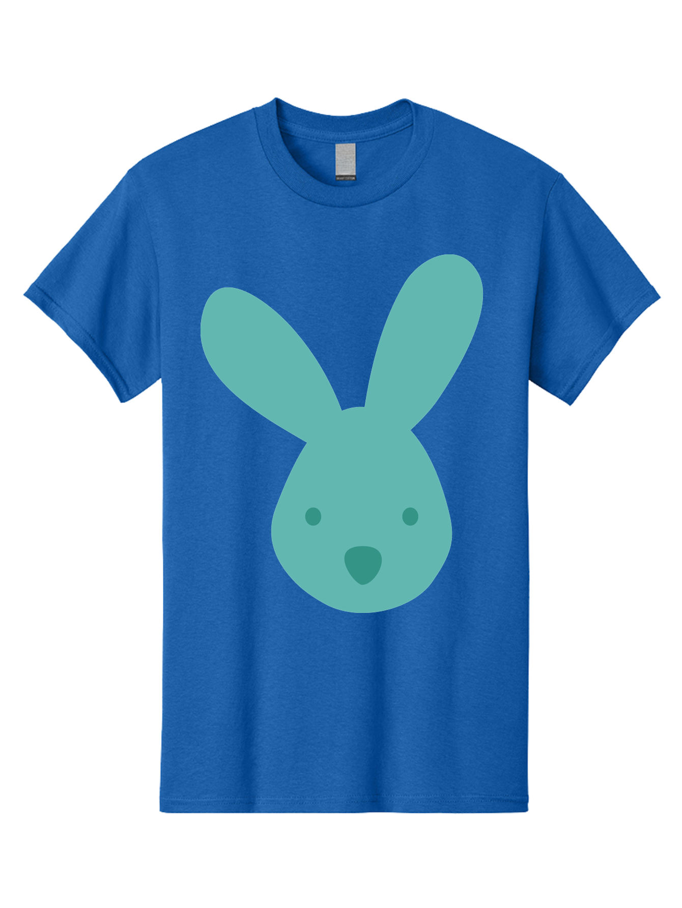 Bunny-Head Men'S Graphic Tee, 100% Cotton, Comfortable Casual Summer Wear, Machine Washable, Cartoon Bunny, Teal Rabbit, Simple Design, Cute Face, Digital Illustration, Easter Theme, Minimalist Art, Pastel Colors Aac550