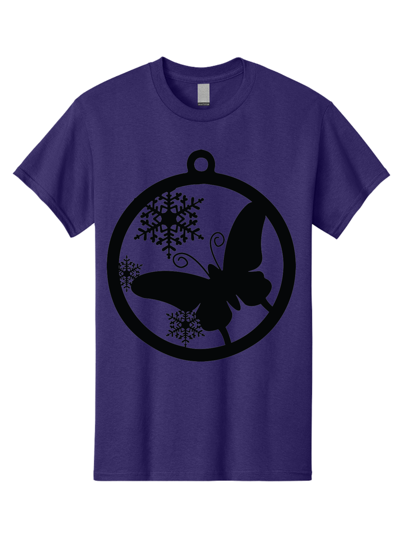 Butterfly-Ornament Men'S Graphic Tee, 100% Cotton, Comfortable Casual Summer Wear, Machine Washable, Butterfly, Snowflakes, Ornament, Winter Decor, Festive Design, Holiday Theme, Delicate Patterns, Intricate Details, Christmas Decoration Aac553