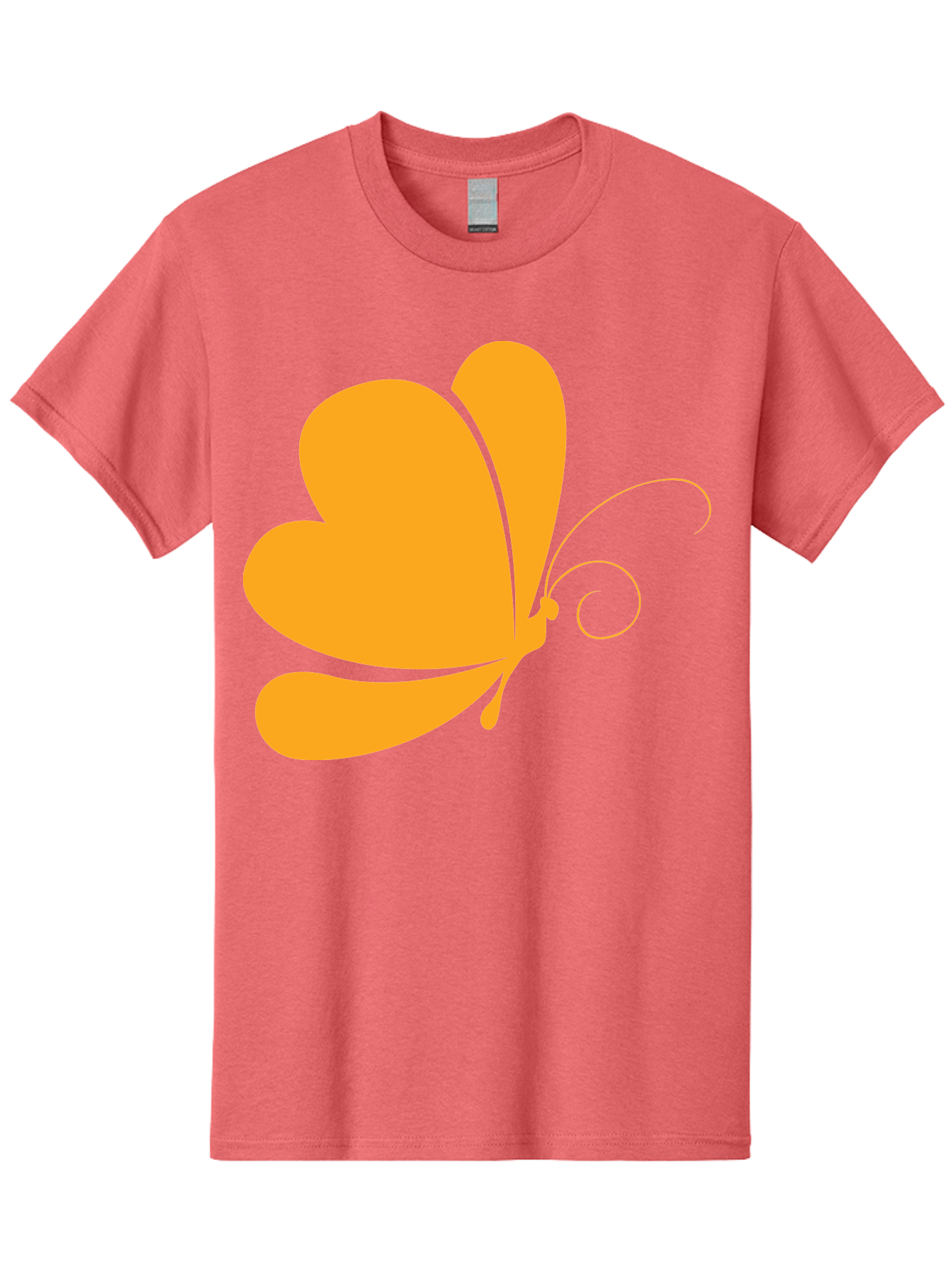 Butterfly Men'S Graphic Tee, 100% Cotton, Comfortable Casual Summer Wear, Machine Washable, Orange Butterfly, Minimalist Design, Stylized Insect, Delicate Features, Orange Silhouette, Butterfly Wings, Simple Shapes, Graphic Illustration, Aac554