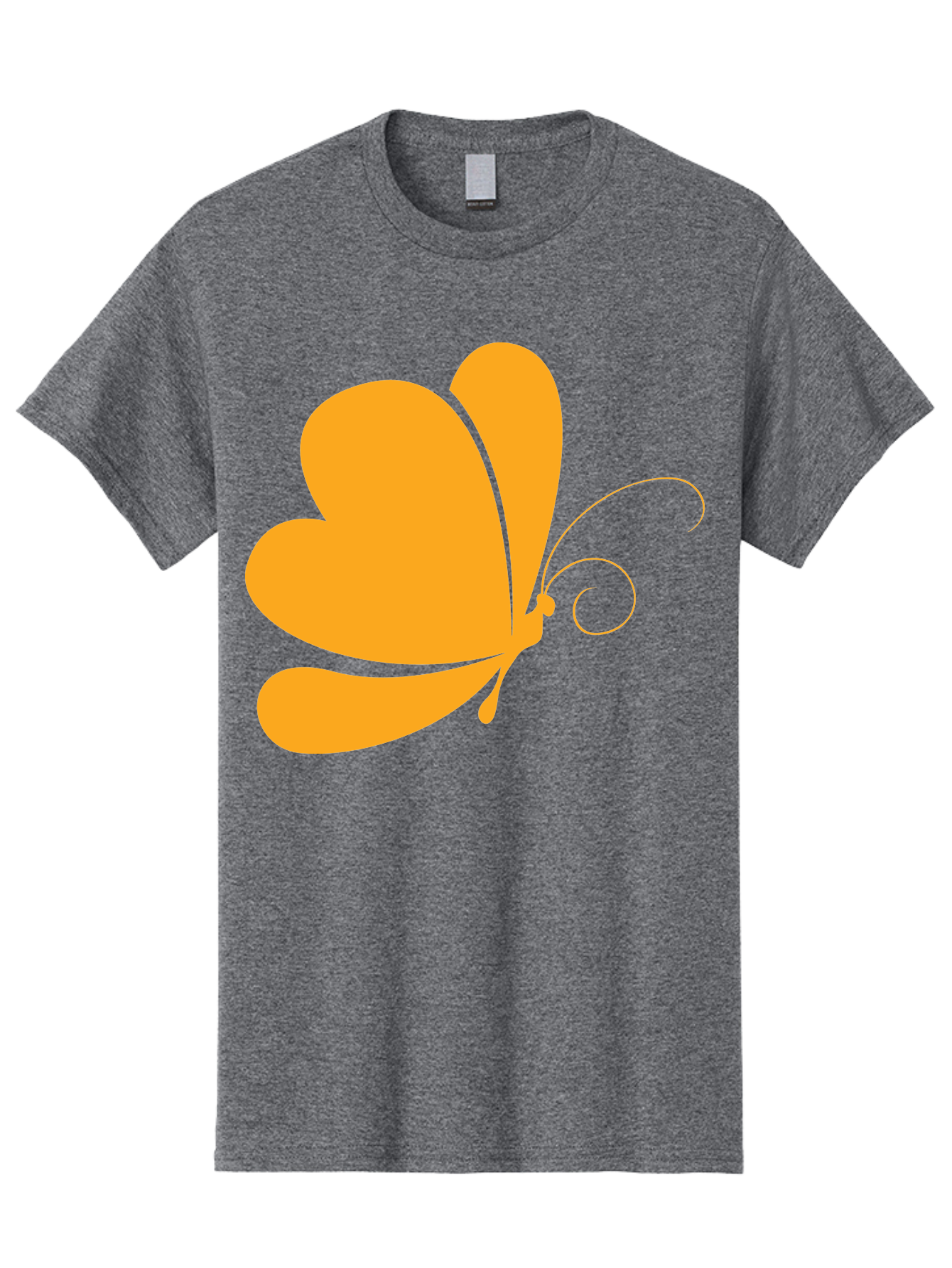 Butterfly Men'S Graphic Tee, 100% Cotton, Comfortable Casual Summer Wear, Machine Washable, Orange Butterfly, Minimalist Design, Stylized Insect, Delicate Features, Orange Silhouette, Butterfly Wings, Simple Shapes, Graphic Illustration, Aac554