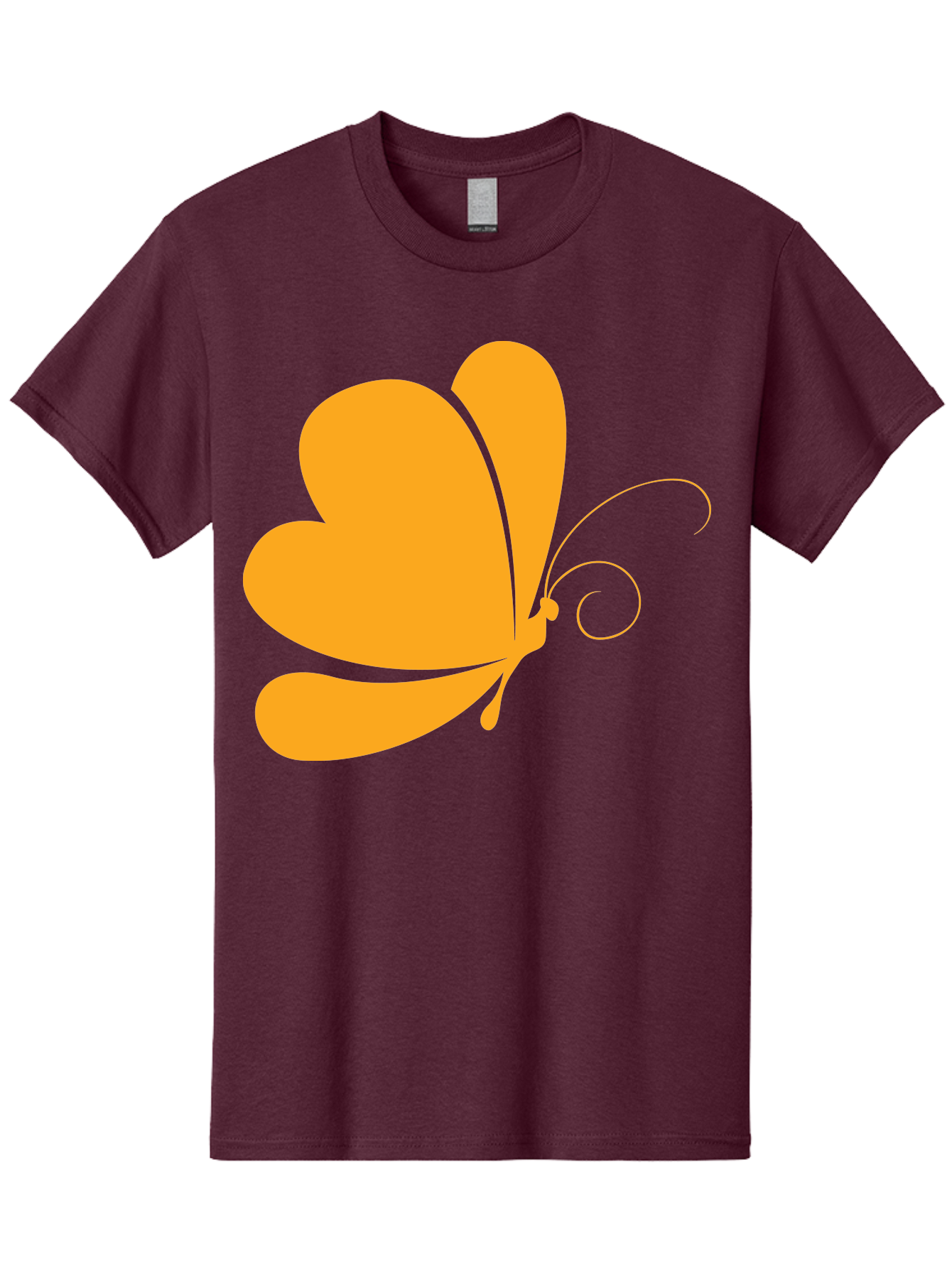 Butterfly Men'S Graphic Tee, 100% Cotton, Comfortable Casual Summer Wear, Machine Washable, Orange Butterfly, Minimalist Design, Stylized Insect, Delicate Features, Orange Silhouette, Butterfly Wings, Simple Shapes, Graphic Illustration, Aac554