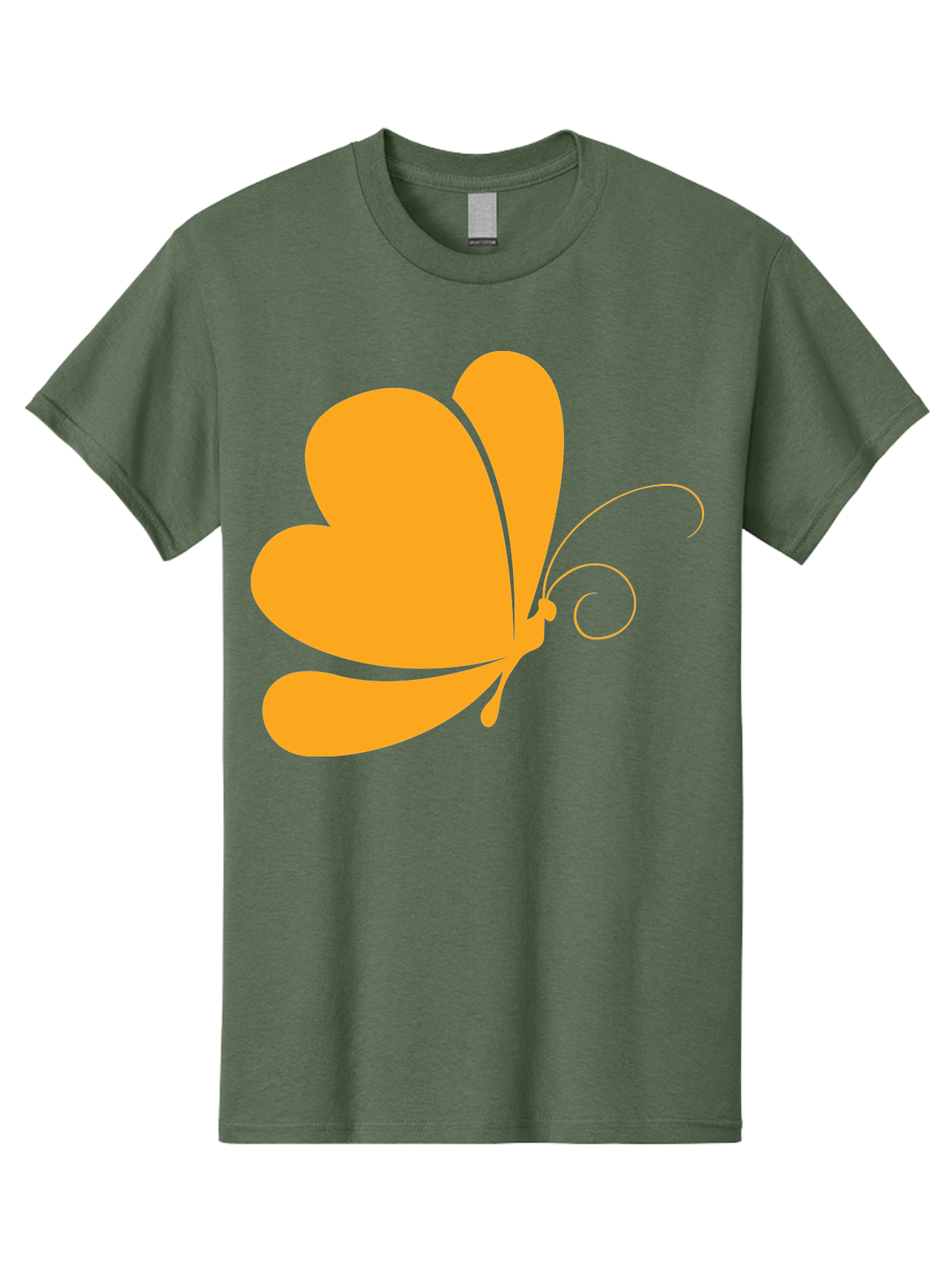 Butterfly Men'S Graphic Tee, 100% Cotton, Comfortable Casual Summer Wear, Machine Washable, Orange Butterfly, Minimalist Design, Stylized Insect, Delicate Features, Orange Silhouette, Butterfly Wings, Simple Shapes, Graphic Illustration, Aac554