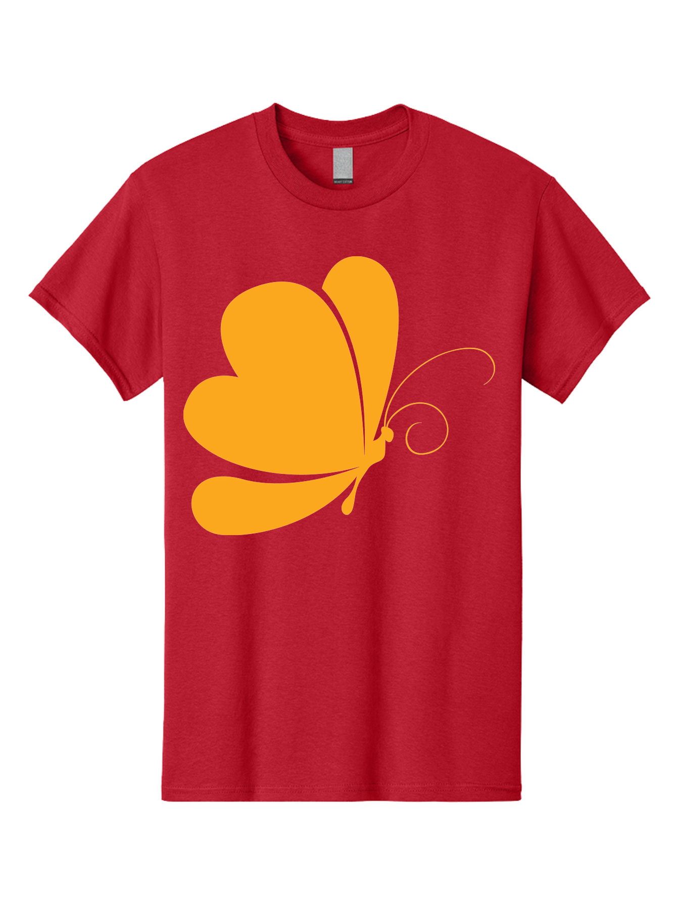 Butterfly Men'S Graphic Tee, 100% Cotton, Comfortable Casual Summer Wear, Machine Washable, Orange Butterfly, Minimalist Design, Stylized Insect, Delicate Features, Orange Silhouette, Butterfly Wings, Simple Shapes, Graphic Illustration, Aac554