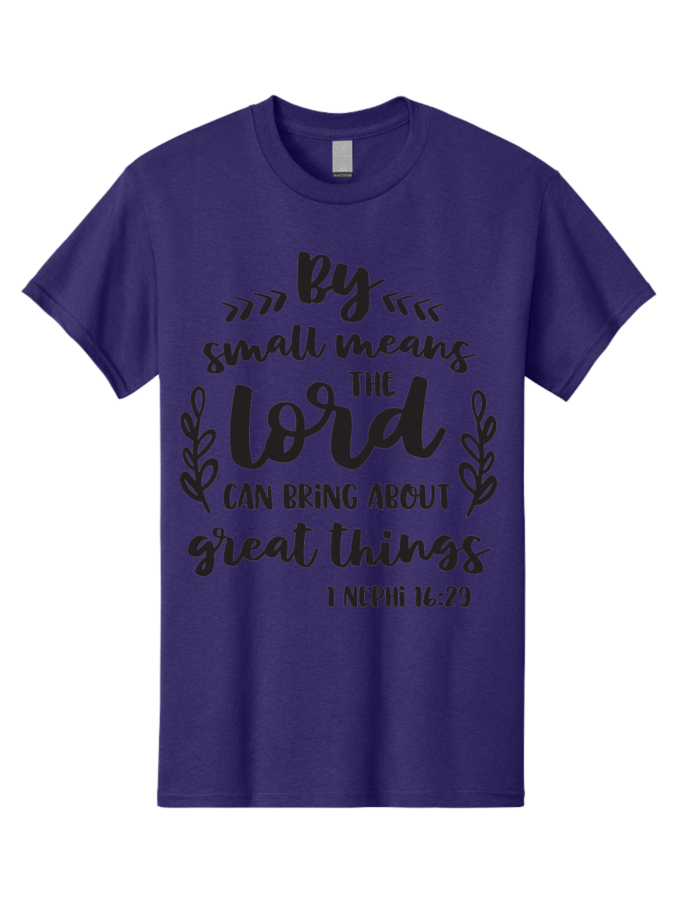 By-Small-Means-The-Lord-Can-Bring-About-Great-Things Men'S Graphic Tee, 100% Cotton, Comfortable Casual Summer Wear, Machine Washable, Inspirational Quote, Motivational Scripture, 1 Nephi 16:29, Small Means Great Things, Lord'S Power, Aac555