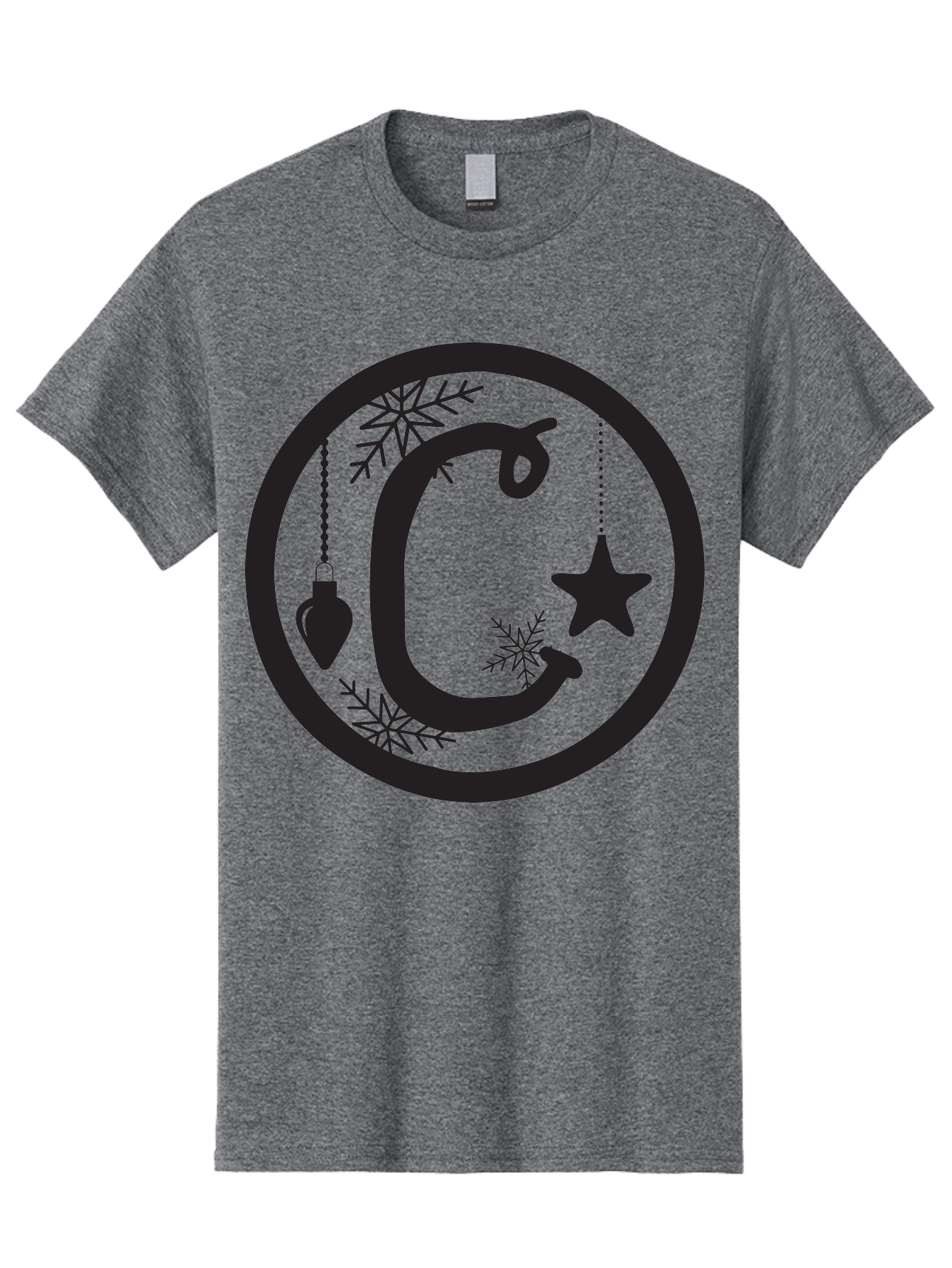 C Men'S Graphic Tee, 100% Cotton, Comfortable Casual Summer Wear, Machine Washable, Christmas Ornaments, Hanging Decorations, Christmas Tree, Festive Season, Holiday Decor, Winter Wonderland, Snowflakes, Christmas Star, Bauble, Christmas Theme Aac557