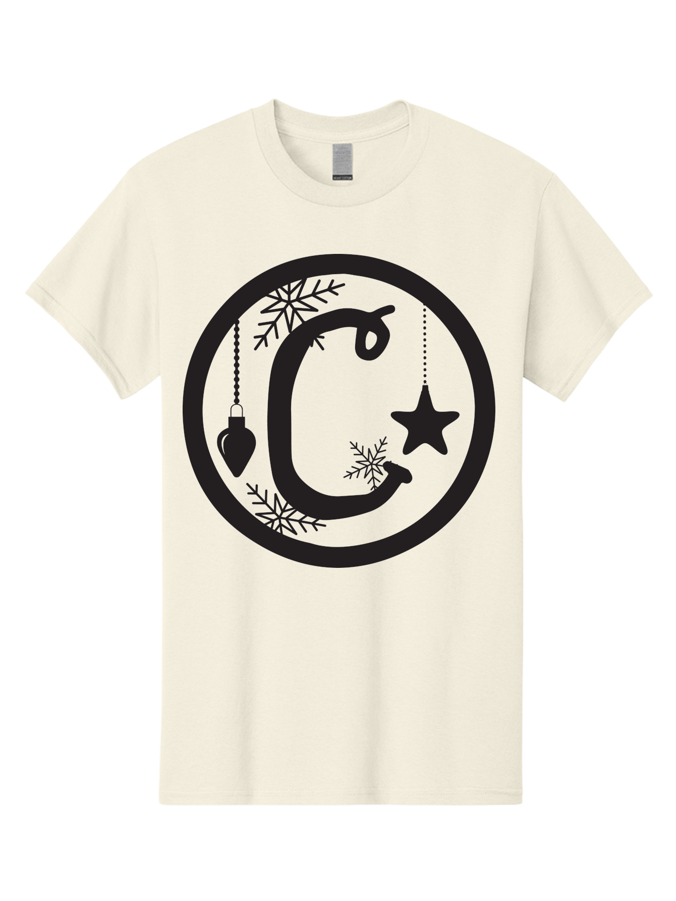 C Men'S Graphic Tee, 100% Cotton, Comfortable Casual Summer Wear, Machine Washable, Christmas Ornaments, Hanging Decorations, Christmas Tree, Festive Season, Holiday Decor, Winter Wonderland, Snowflakes, Christmas Star, Bauble, Christmas Theme Aac557