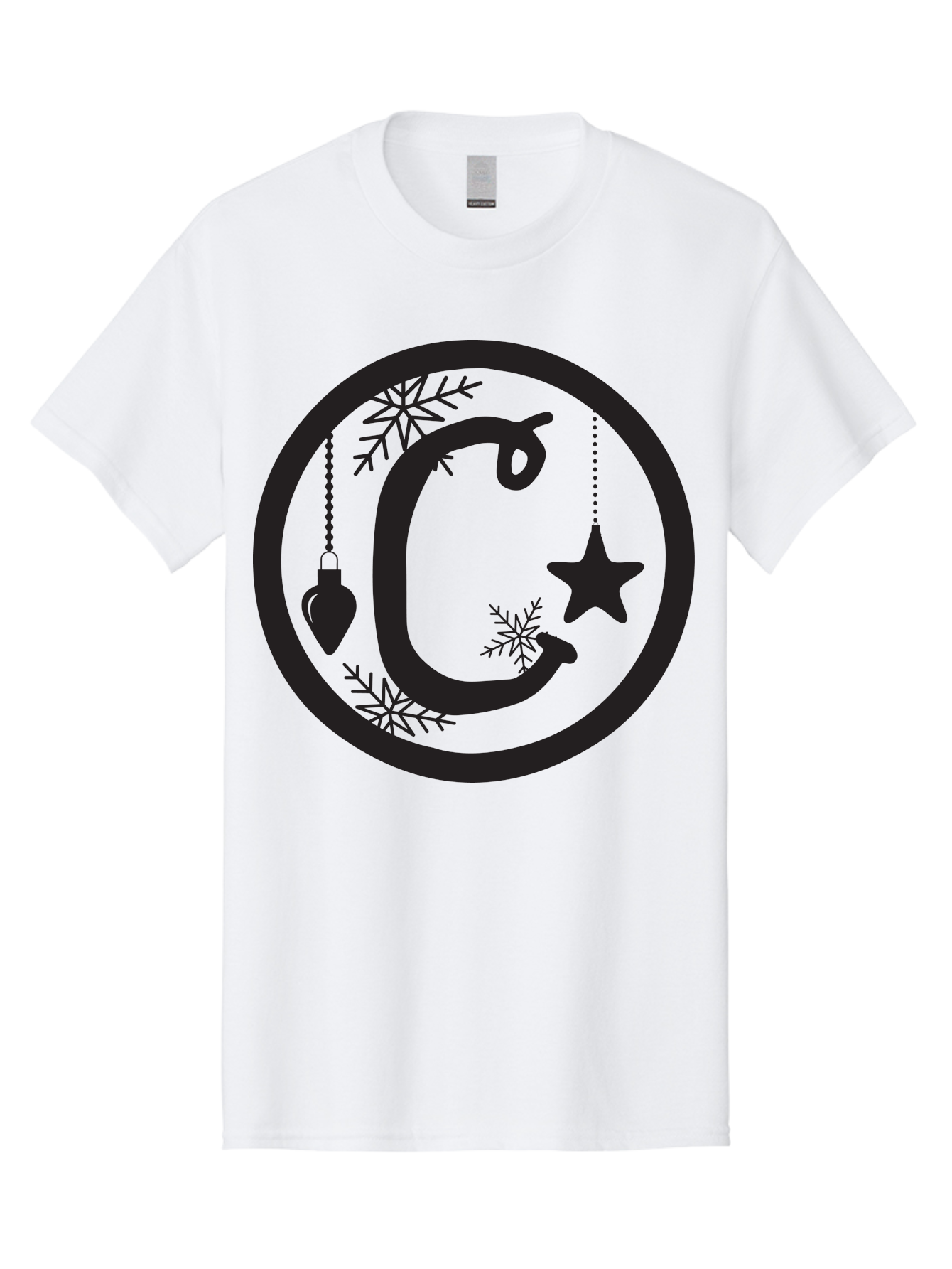 C Men'S Graphic Tee, 100% Cotton, Comfortable Casual Summer Wear, Machine Washable, Christmas Ornaments, Hanging Decorations, Christmas Tree, Festive Season, Holiday Decor, Winter Wonderland, Snowflakes, Christmas Star, Bauble, Christmas Theme Aac557
