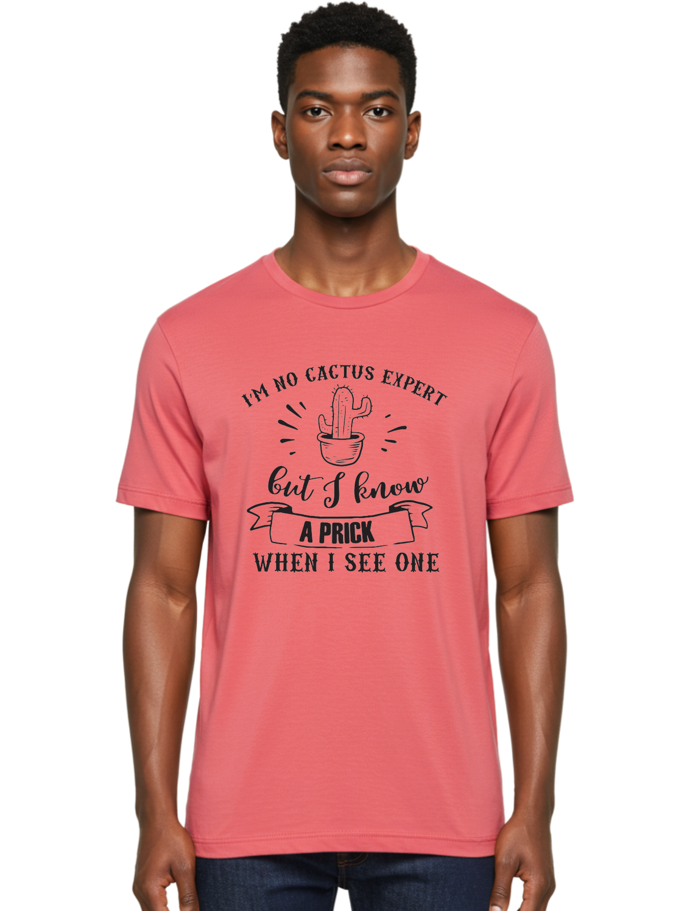 Cactus-Expert Men'S Graphic Tee, 100% Cotton, Comfortable Casual Summer Wear, Machine Washable, Funny Cactus Quote, Sarcastic Saying, Humorous Graphic, Cactus Illustration, Witty Phrase, Sassy Design, Playful Pun Aac558