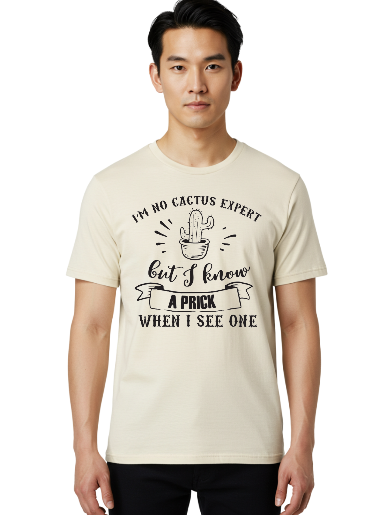 Cactus-Expert Men'S Graphic Tee, 100% Cotton, Comfortable Casual Summer Wear, Machine Washable, Funny Cactus Quote, Sarcastic Saying, Humorous Graphic, Cactus Illustration, Witty Phrase, Sassy Design, Playful Pun Aac558