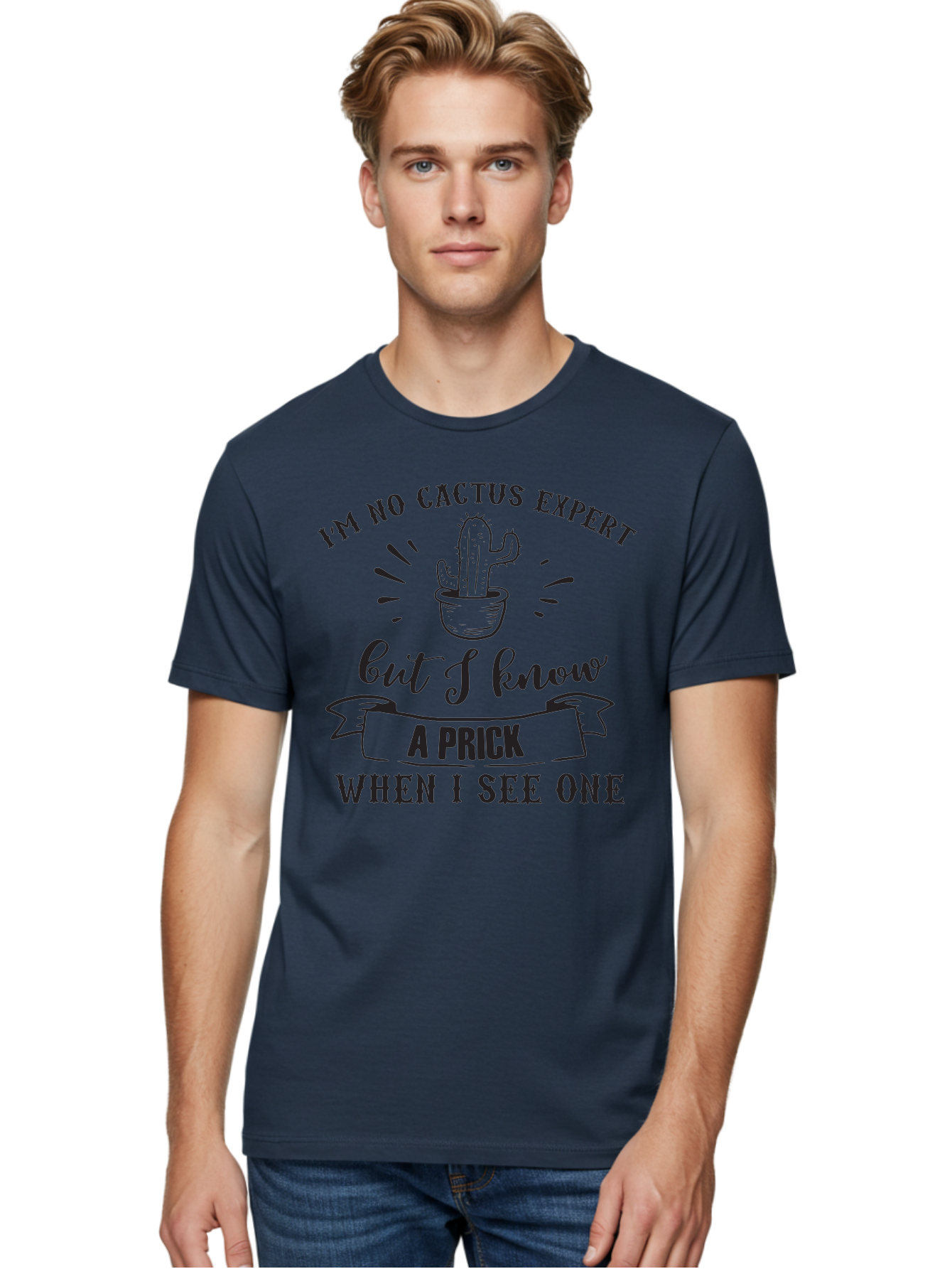 Cactus-Expert Men'S Graphic Tee, 100% Cotton, Comfortable Casual Summer Wear, Machine Washable, Funny Cactus Quote, Sarcastic Saying, Humorous Graphic, Cactus Illustration, Witty Phrase, Sassy Design, Playful Pun Aac558