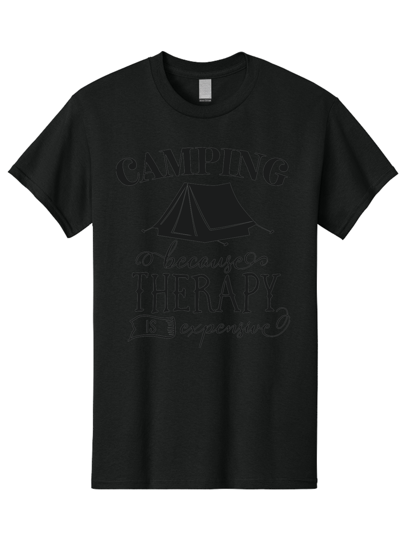 Camping-Because-Therapy-Is-Expensive Men'S Graphic Tee, 100% Cotton, Comfortable Casual Summer Wear, Machine Washable, Camping Quotes, Outdoor Adventures, Therapy Alternatives, Humorous Sayings, Camping Humor, Wellness Retreats, Aac559