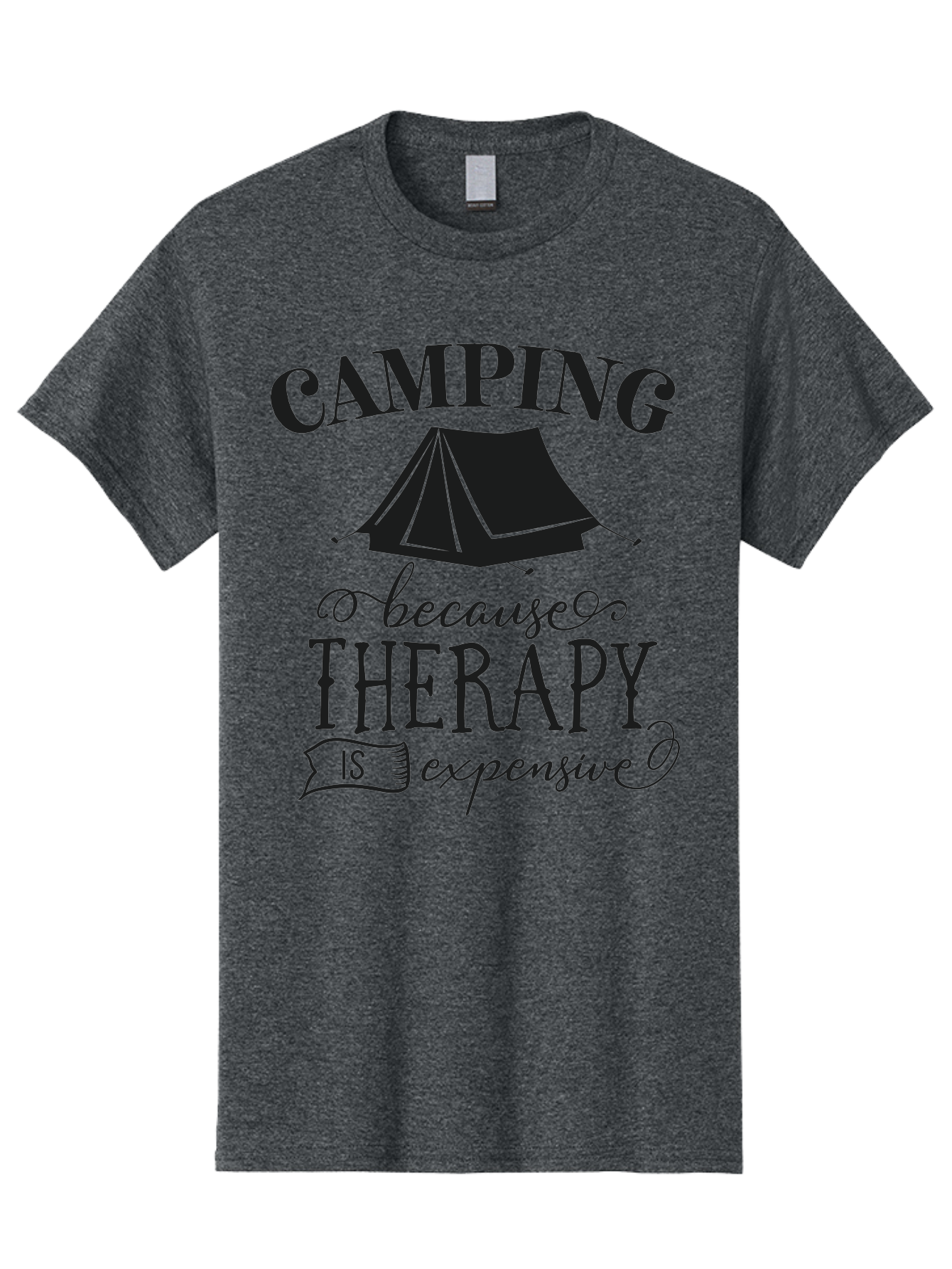 Camping-Because-Therapy-Is-Expensive Men'S Graphic Tee, 100% Cotton, Comfortable Casual Summer Wear, Machine Washable, Camping Quotes, Outdoor Adventures, Therapy Alternatives, Humorous Sayings, Camping Humor, Wellness Retreats, Aac559