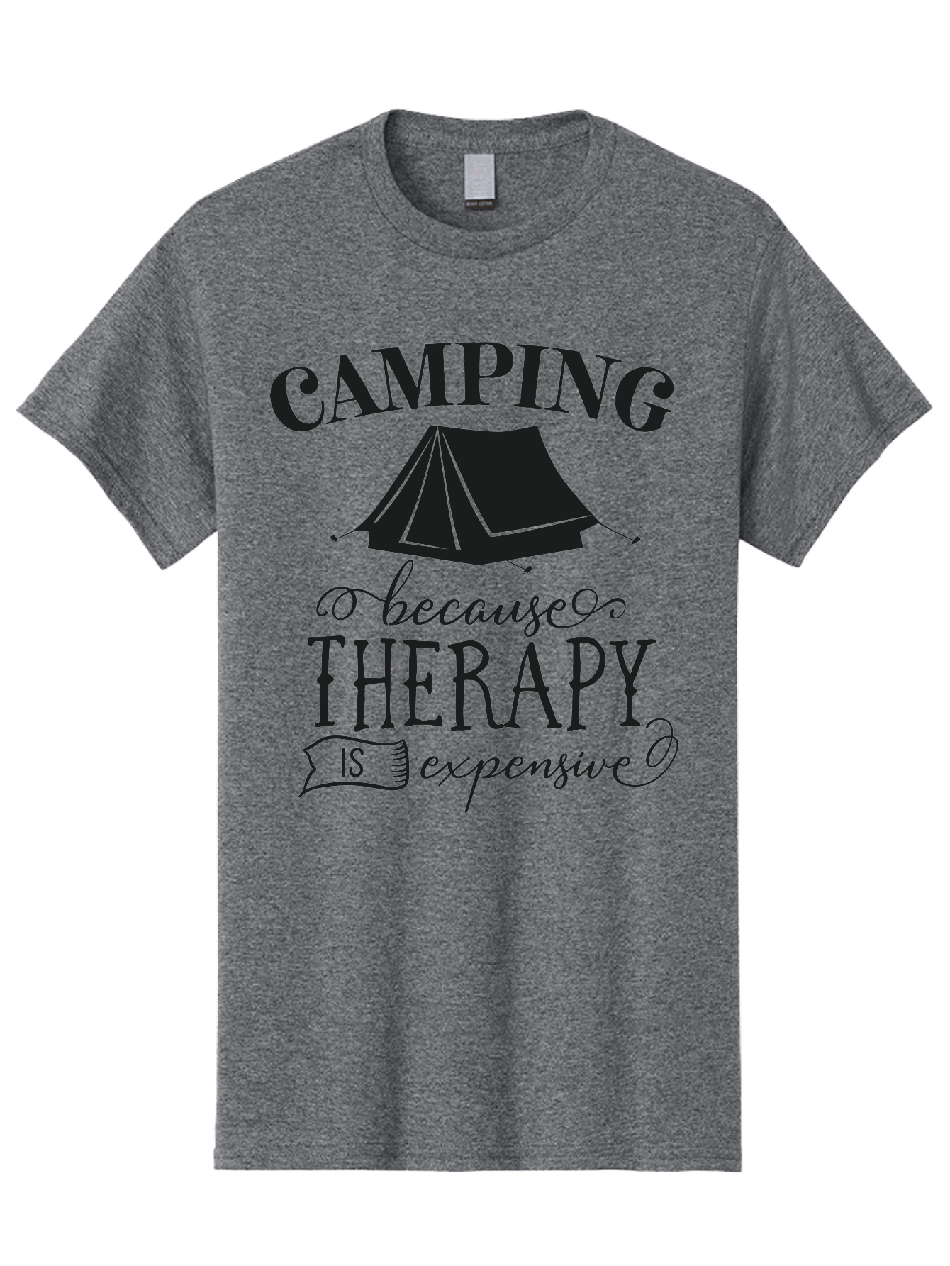 Camping-Because-Therapy-Is-Expensive Men'S Graphic Tee, 100% Cotton, Comfortable Casual Summer Wear, Machine Washable, Camping Quotes, Outdoor Adventures, Therapy Alternatives, Humorous Sayings, Camping Humor, Wellness Retreats, Aac559