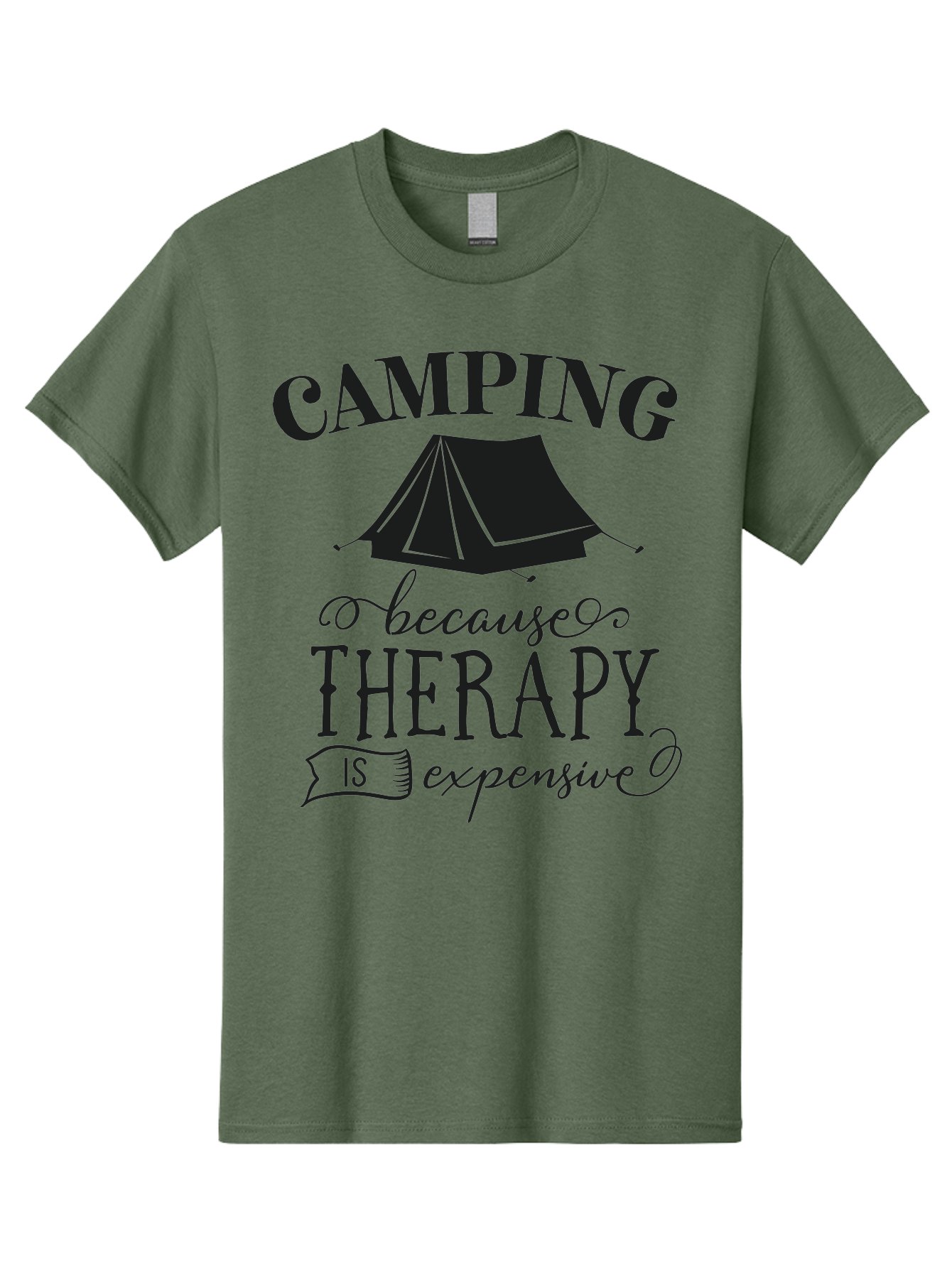 Camping-Because-Therapy-Is-Expensive Men'S Graphic Tee, 100% Cotton, Comfortable Casual Summer Wear, Machine Washable, Camping Quotes, Outdoor Adventures, Therapy Alternatives, Humorous Sayings, Camping Humor, Wellness Retreats, Aac559