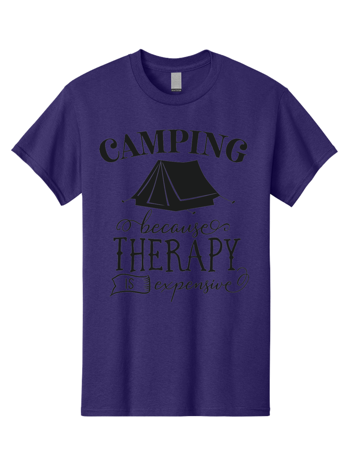 Camping-Because-Therapy-Is-Expensive Men'S Graphic Tee, 100% Cotton, Comfortable Casual Summer Wear, Machine Washable, Camping Quotes, Outdoor Adventures, Therapy Alternatives, Humorous Sayings, Camping Humor, Wellness Retreats, Aac559