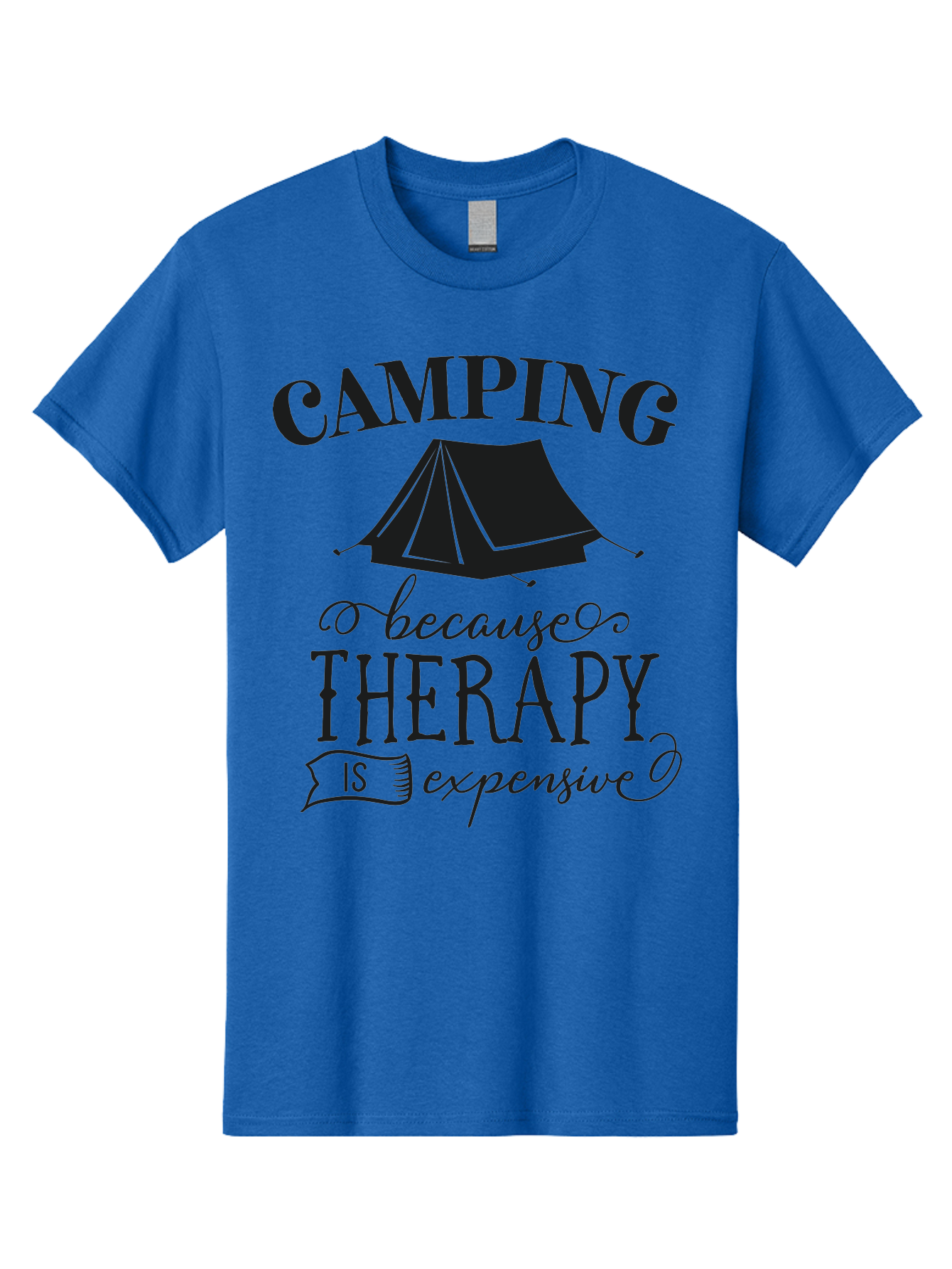 Camping-Because-Therapy-Is-Expensive Men'S Graphic Tee, 100% Cotton, Comfortable Casual Summer Wear, Machine Washable, Camping Quotes, Outdoor Adventures, Therapy Alternatives, Humorous Sayings, Camping Humor, Wellness Retreats, Aac559