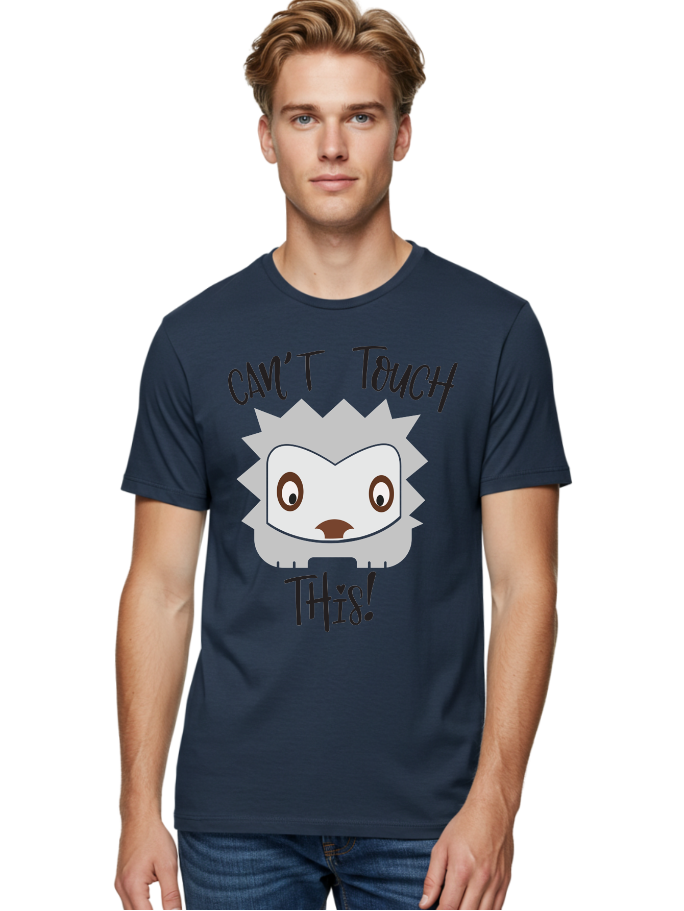 Can-T-Touch-This-Hedgehog Men'S Graphic Tee, 100% Cotton, Comfortable Casual Summer Wear, Machine Washable, Funny Hedgehog, Cartoon Character, Cute Animal, Humorous Illustration, Playful Design, Prickly Creature, Can'T Touch This Aac564