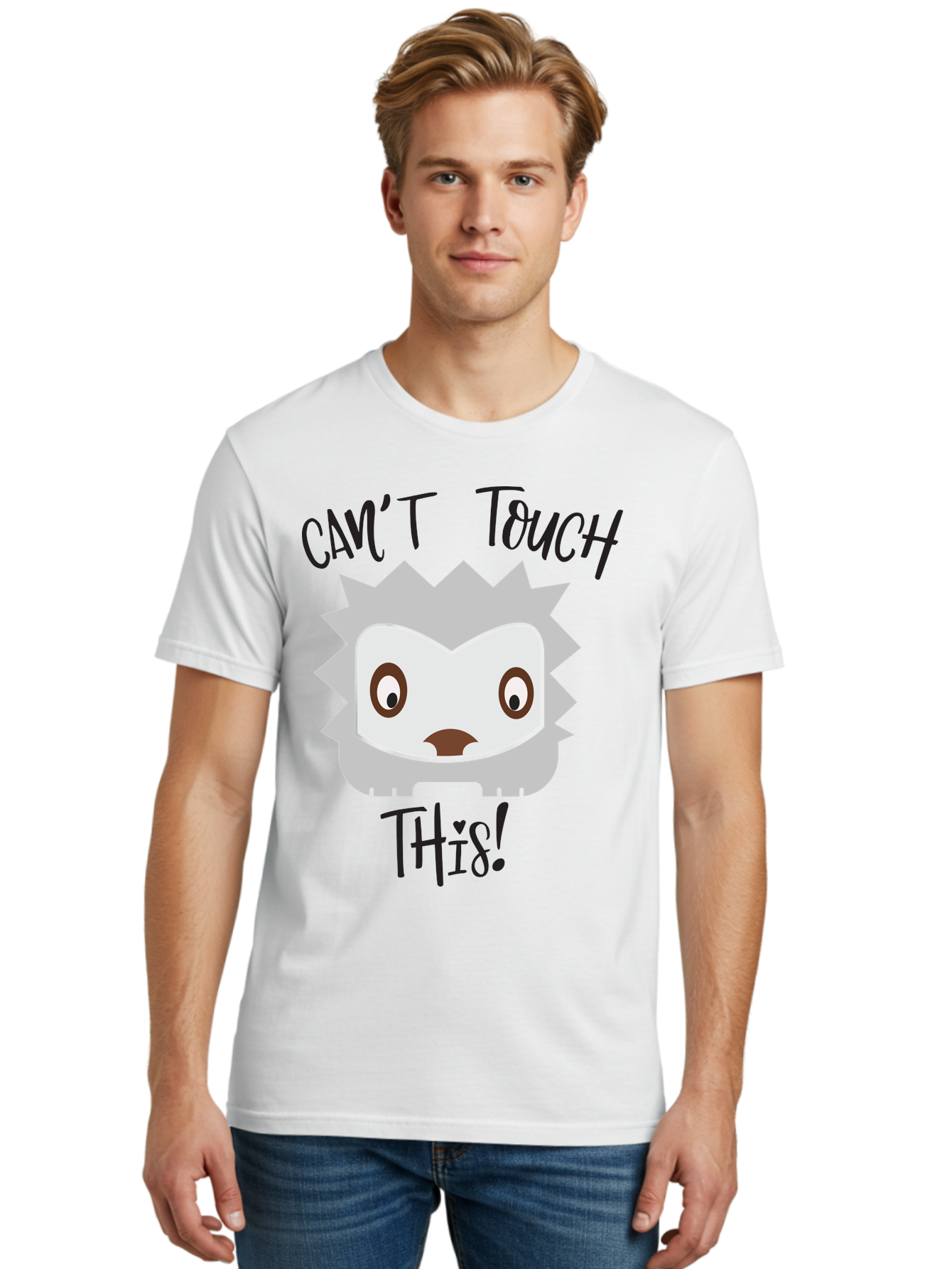 Can-T-Touch-This-Hedgehog Men'S Graphic Tee, 100% Cotton, Comfortable Casual Summer Wear, Machine Washable, Funny Hedgehog, Cartoon Character, Cute Animal, Humorous Illustration, Playful Design, Prickly Creature, Can'T Touch This Aac564