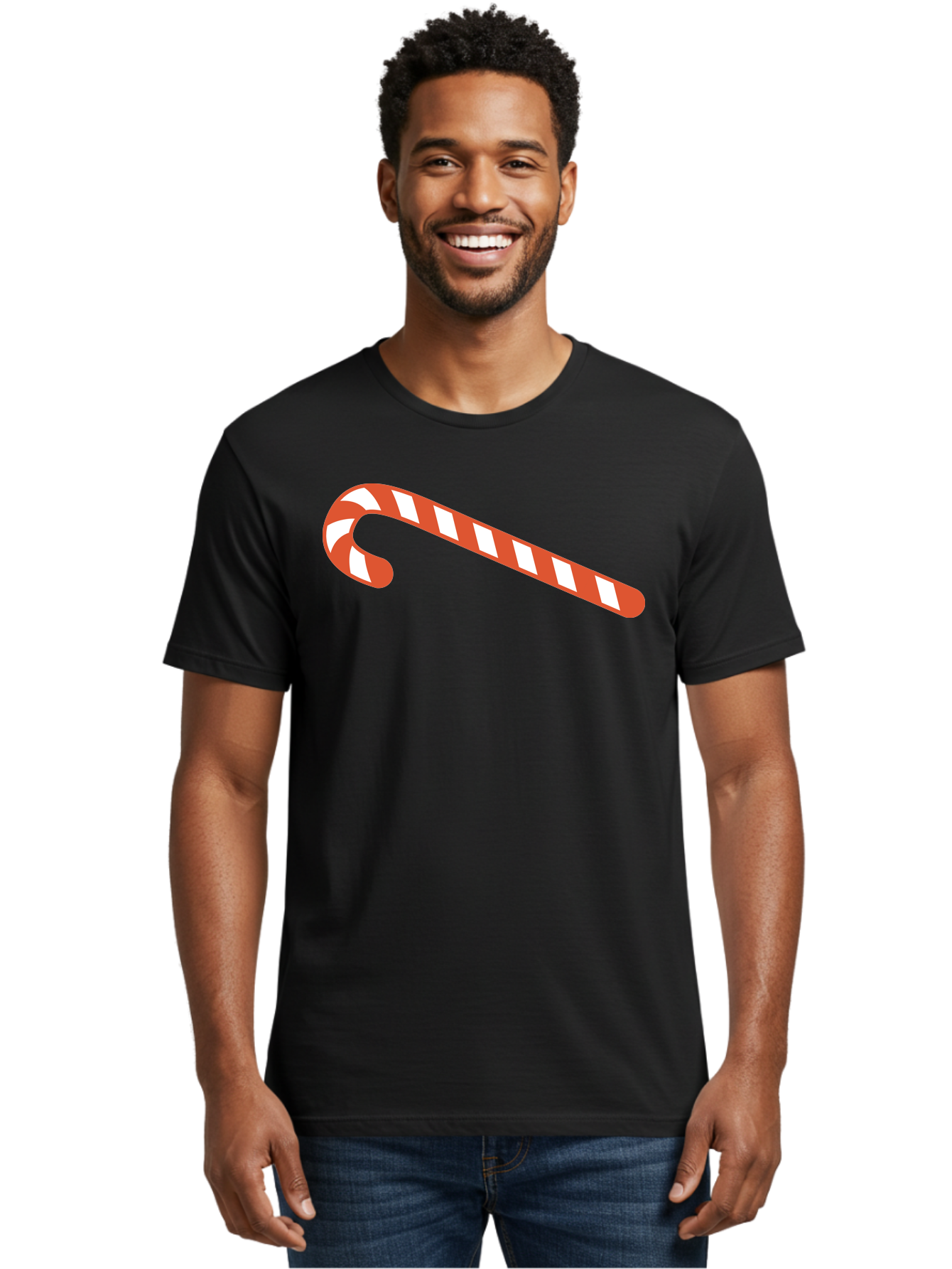 Candy-Cane Men'S Graphic Tee, 100% Cotton, Comfortable Casual Summer Wear, Machine Washable, Striped Candy Cane, Christmas Treat, Festive Holiday Symbol, Red And White Stripes, Sweet Holiday Tradition, Seasonal Delight Aac565