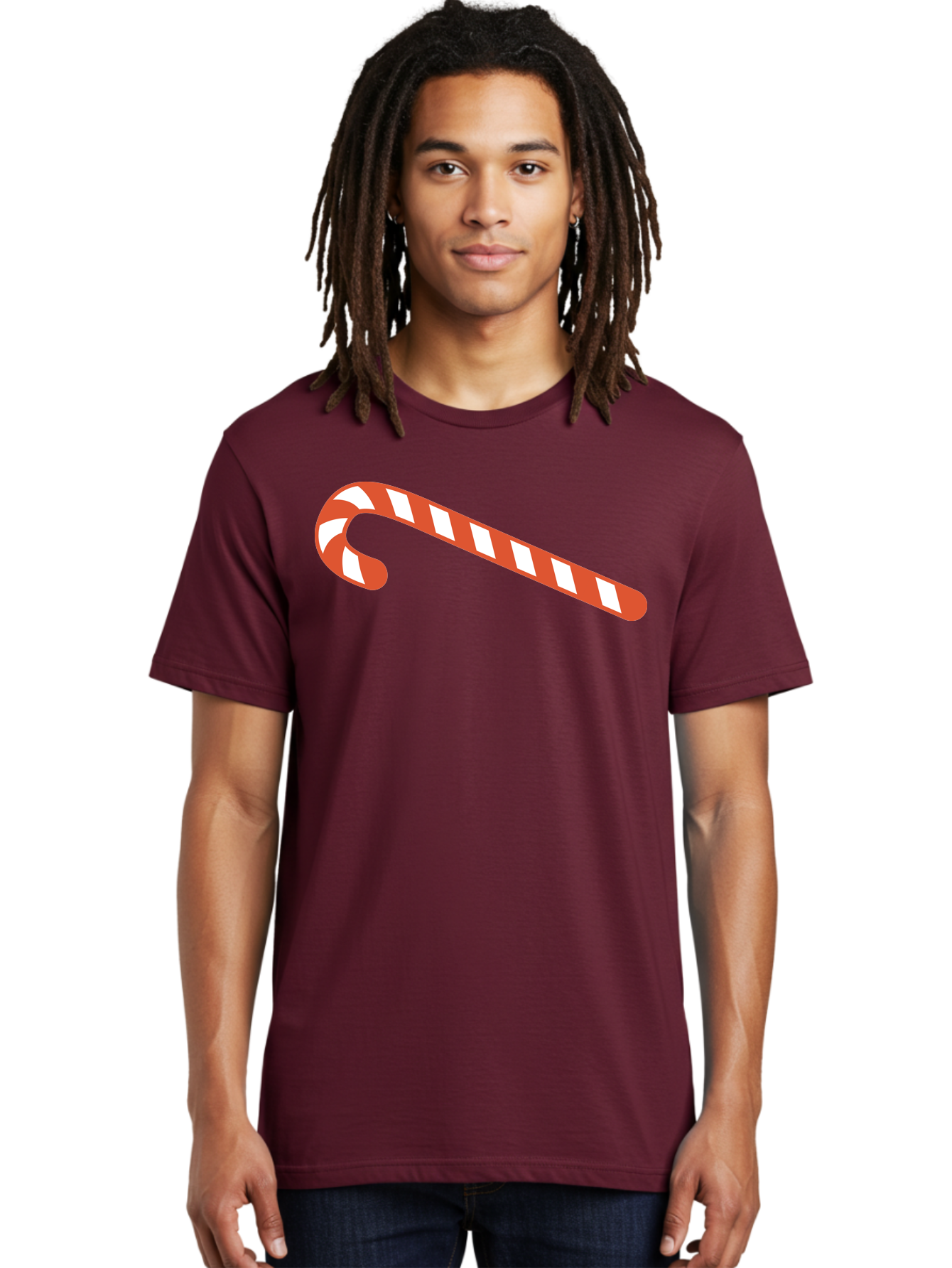 Candy-Cane Men'S Graphic Tee, 100% Cotton, Comfortable Casual Summer Wear, Machine Washable, Striped Candy Cane, Christmas Treat, Festive Holiday Symbol, Red And White Stripes, Sweet Holiday Tradition, Seasonal Delight Aac565