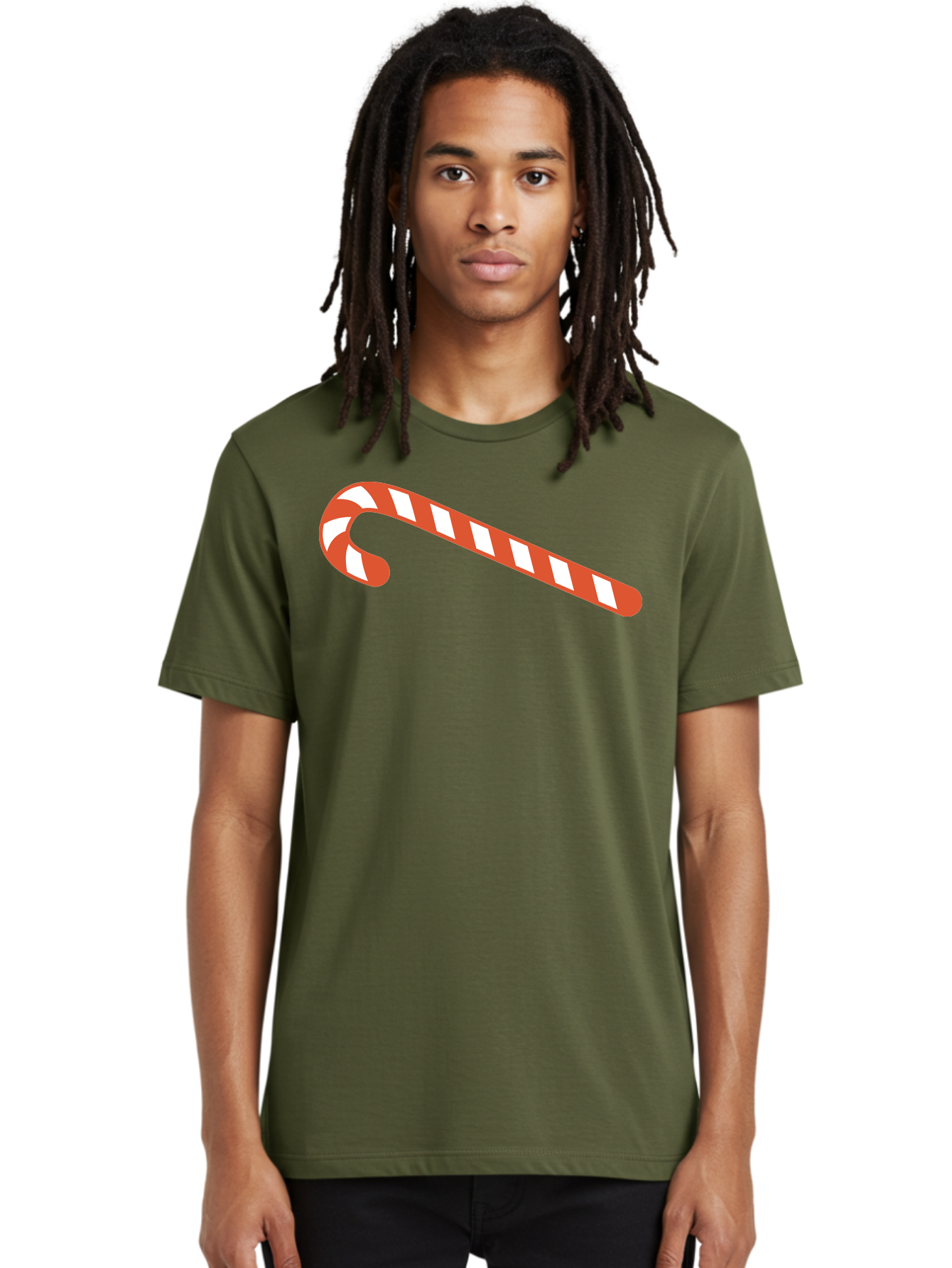 Candy-Cane Men'S Graphic Tee, 100% Cotton, Comfortable Casual Summer Wear, Machine Washable, Striped Candy Cane, Christmas Treat, Festive Holiday Symbol, Red And White Stripes, Sweet Holiday Tradition, Seasonal Delight Aac565