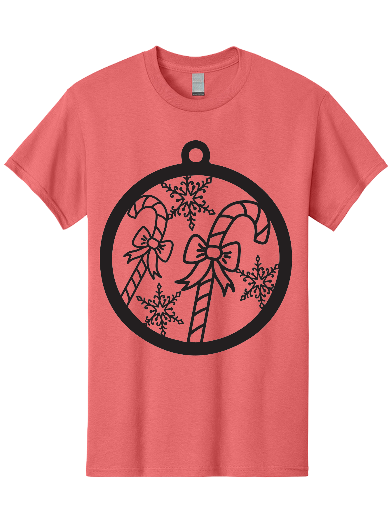Candy-Canes-Ornament Men'S Graphic Tee, 100% Cotton, Comfortable Casual Summer Wear, Machine Washable, Candy Canes With Bows, Christmas Ornaments, Festive Holiday Decor, Winter Wonderland Theme, Snowflakes, Holiday Cheer, Aac566