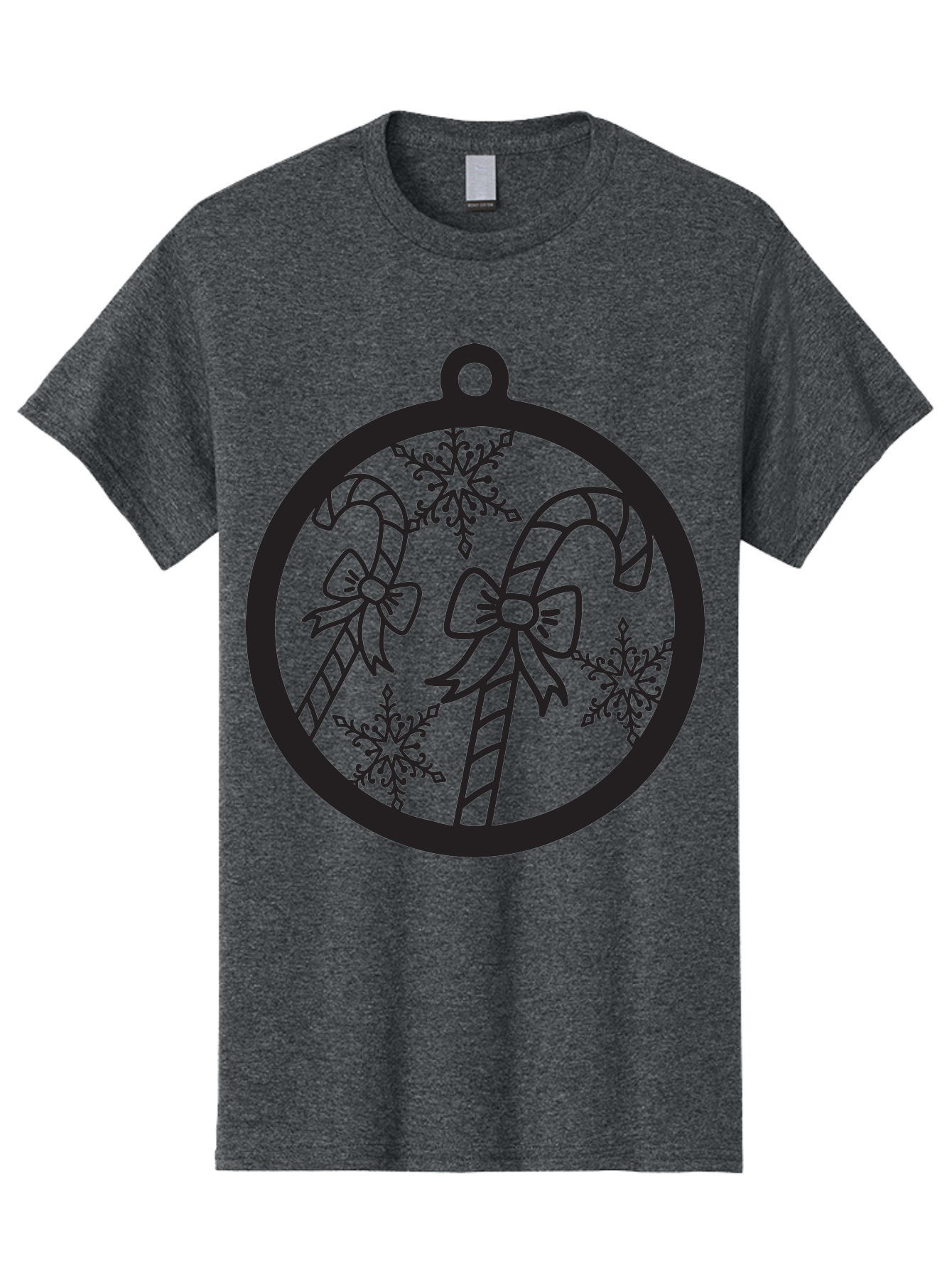 Candy-Canes-Ornament Men'S Graphic Tee, 100% Cotton, Comfortable Casual Summer Wear, Machine Washable, Candy Canes With Bows, Christmas Ornaments, Festive Holiday Decor, Winter Wonderland Theme, Snowflakes, Holiday Cheer, Aac566
