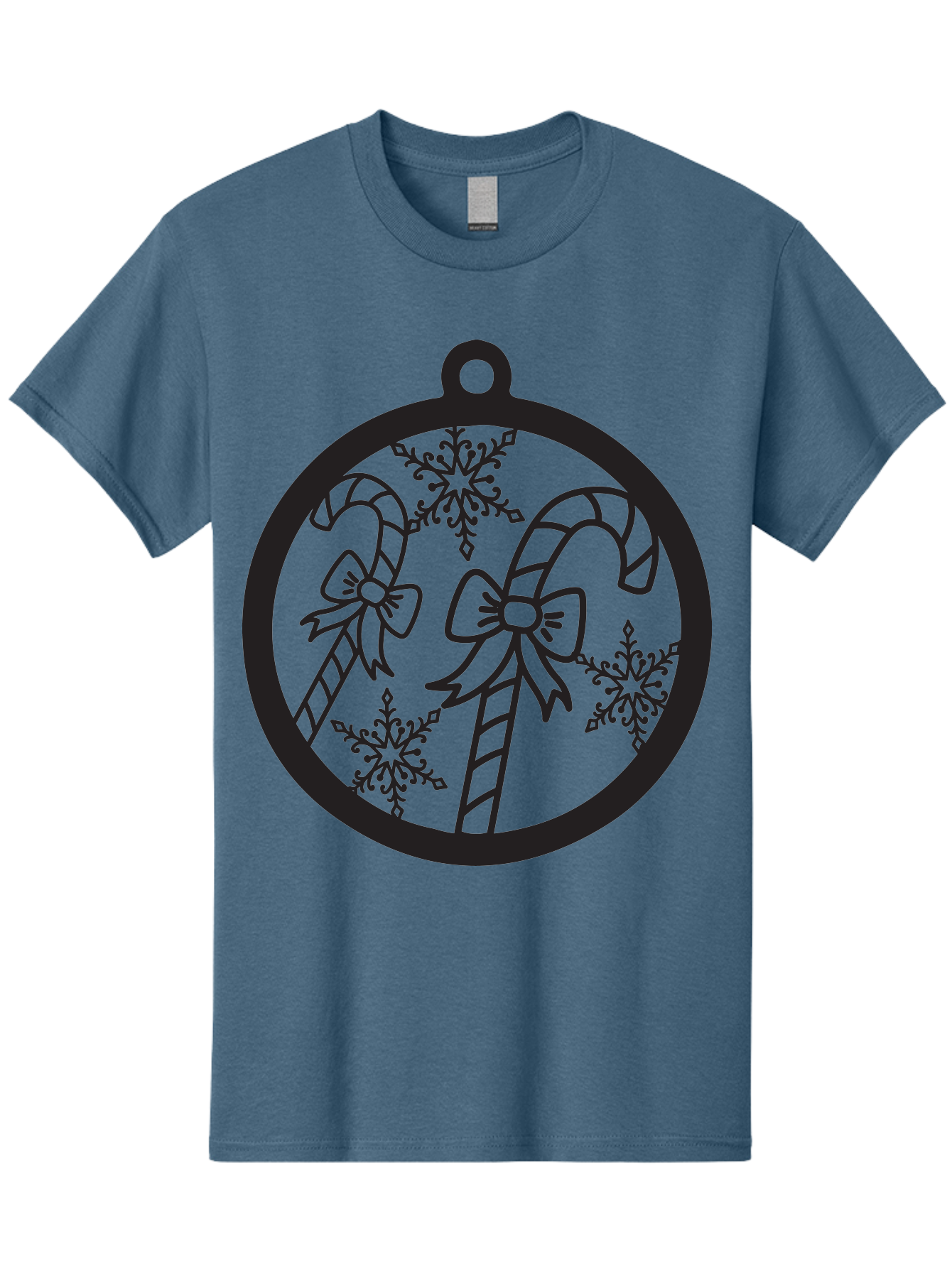 Candy-Canes-Ornament Men'S Graphic Tee, 100% Cotton, Comfortable Casual Summer Wear, Machine Washable, Candy Canes With Bows, Christmas Ornaments, Festive Holiday Decor, Winter Wonderland Theme, Snowflakes, Holiday Cheer, Aac566