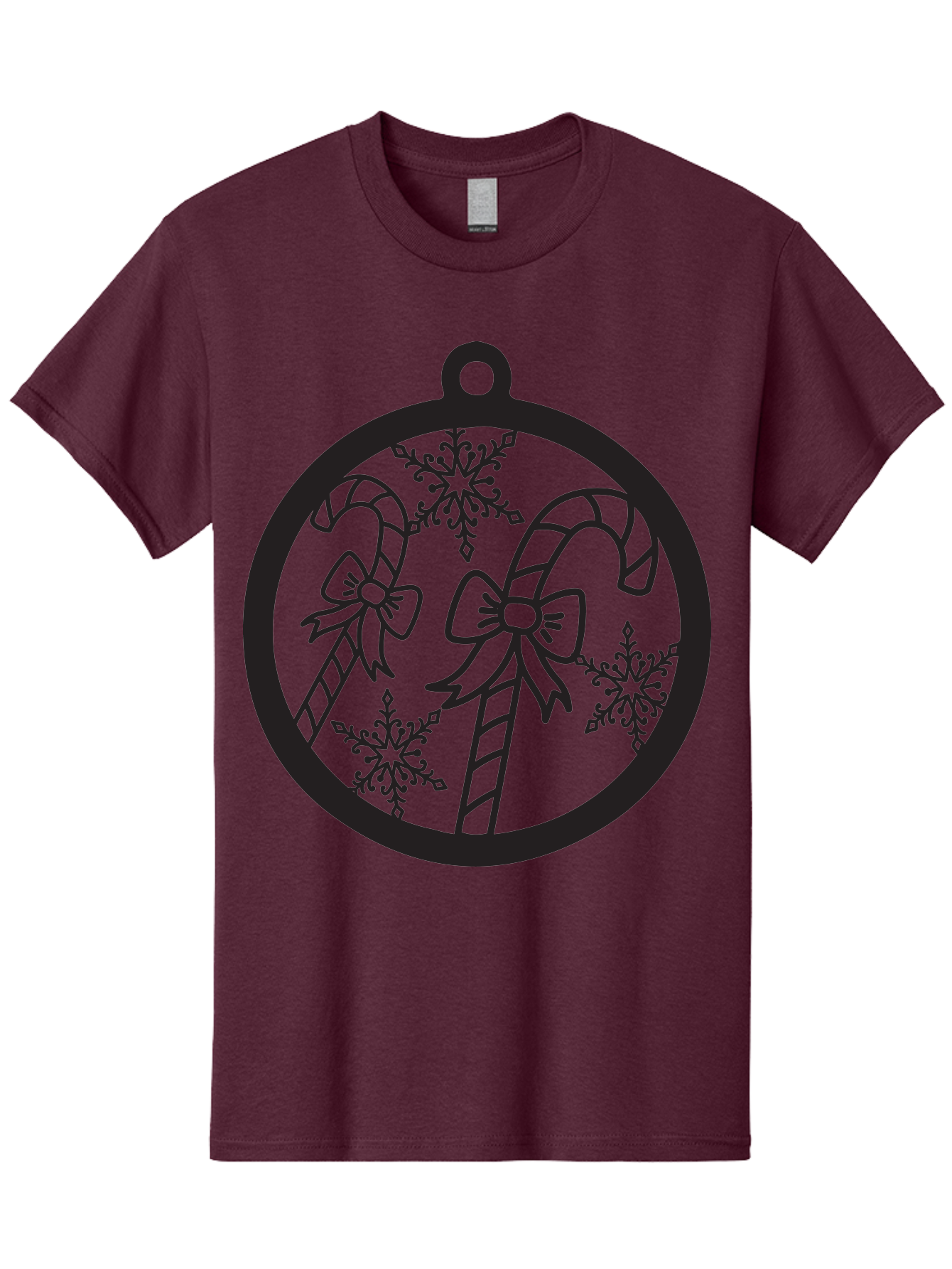 Candy-Canes-Ornament Men'S Graphic Tee, 100% Cotton, Comfortable Casual Summer Wear, Machine Washable, Candy Canes With Bows, Christmas Ornaments, Festive Holiday Decor, Winter Wonderland Theme, Snowflakes, Holiday Cheer, Aac566