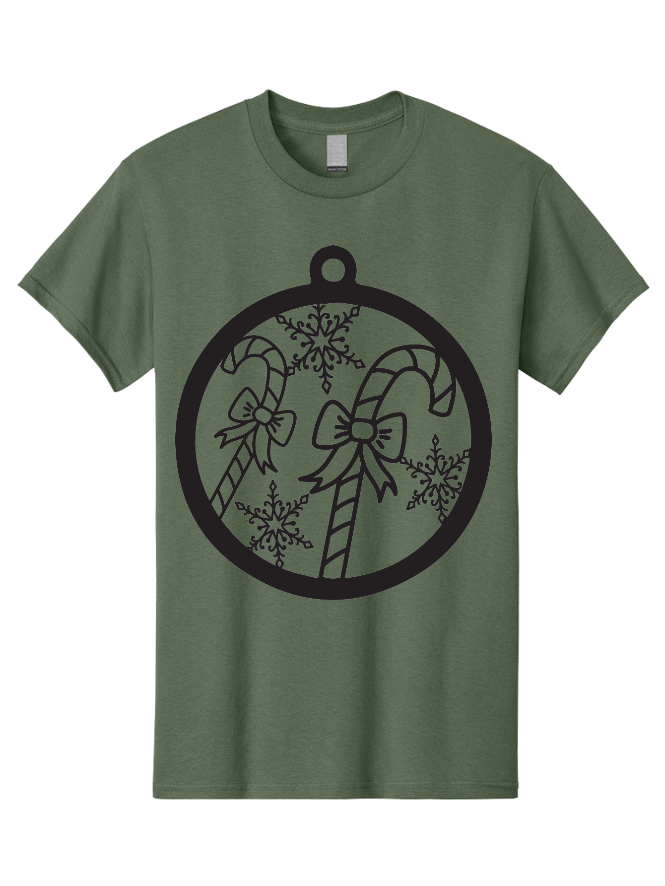 Candy-Canes-Ornament Men'S Graphic Tee, 100% Cotton, Comfortable Casual Summer Wear, Machine Washable, Candy Canes With Bows, Christmas Ornaments, Festive Holiday Decor, Winter Wonderland Theme, Snowflakes, Holiday Cheer, Aac566