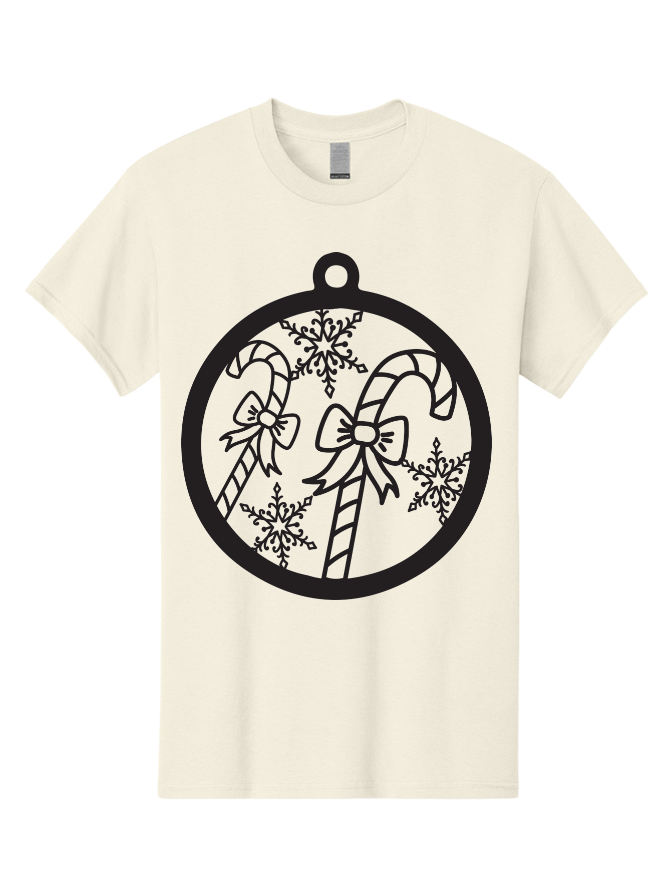 Candy-Canes-Ornament Men'S Graphic Tee, 100% Cotton, Comfortable Casual Summer Wear, Machine Washable, Candy Canes With Bows, Christmas Ornaments, Festive Holiday Decor, Winter Wonderland Theme, Snowflakes, Holiday Cheer, Aac566