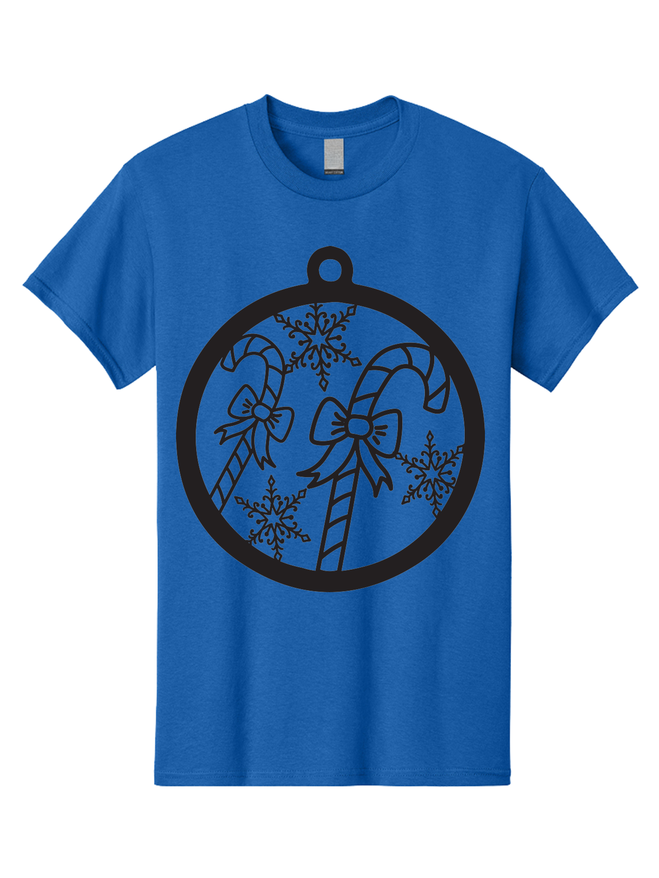 Candy-Canes-Ornament Men'S Graphic Tee, 100% Cotton, Comfortable Casual Summer Wear, Machine Washable, Candy Canes With Bows, Christmas Ornaments, Festive Holiday Decor, Winter Wonderland Theme, Snowflakes, Holiday Cheer, Aac566