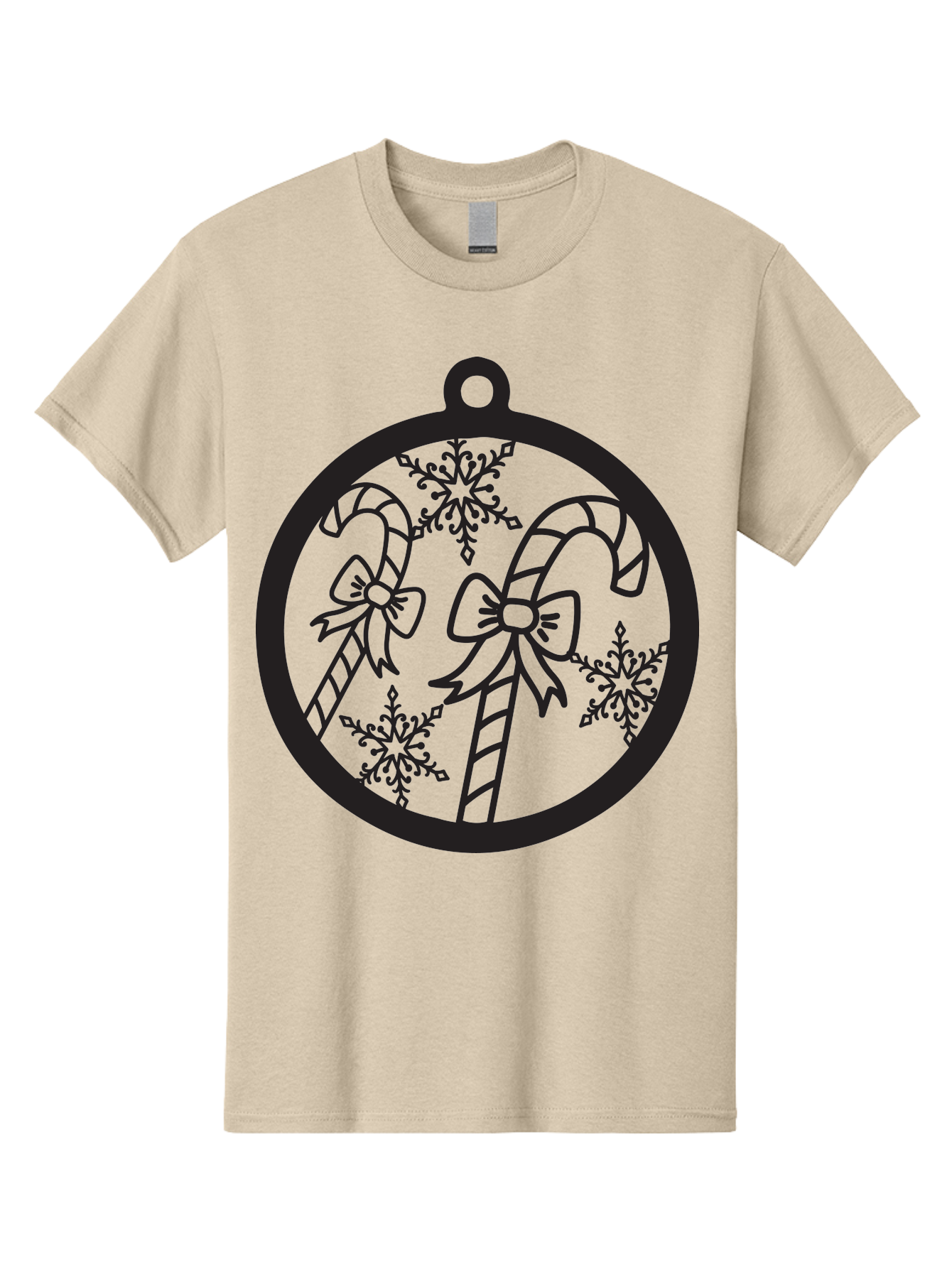 Candy-Canes-Ornament Men'S Graphic Tee, 100% Cotton, Comfortable Casual Summer Wear, Machine Washable, Candy Canes With Bows, Christmas Ornaments, Festive Holiday Decor, Winter Wonderland Theme, Snowflakes, Holiday Cheer, Aac566