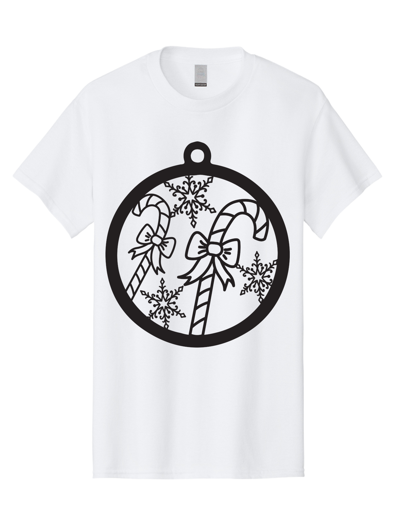 Candy-Canes-Ornament Men'S Graphic Tee, 100% Cotton, Comfortable Casual Summer Wear, Machine Washable, Candy Canes With Bows, Christmas Ornaments, Festive Holiday Decor, Winter Wonderland Theme, Snowflakes, Holiday Cheer, Aac566
