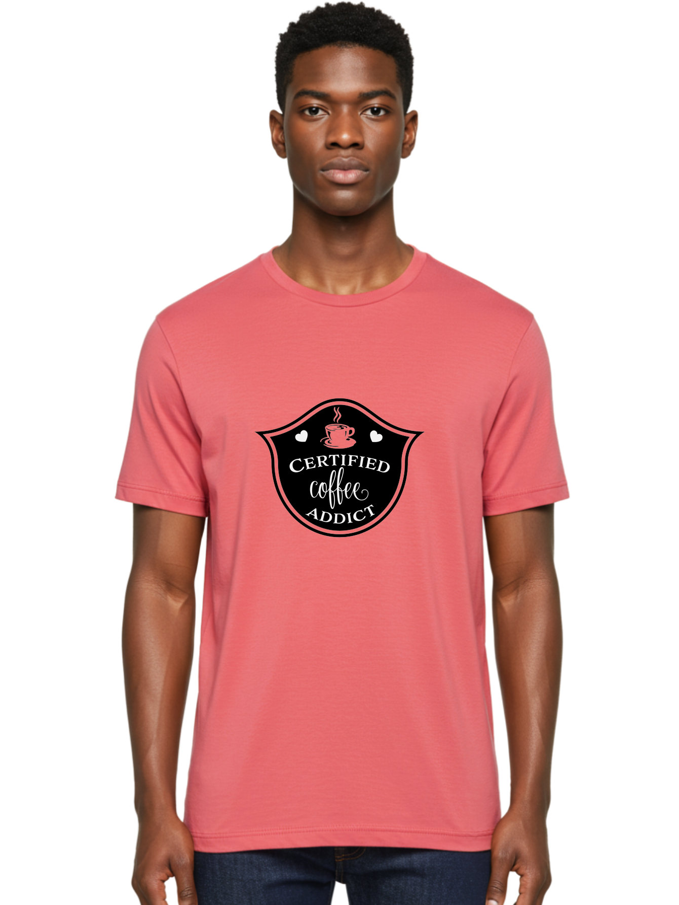 Certified-Coffee-Addict Men'S Graphic Tee, 100% Cotton, Comfortable Casual Summer Wear, Machine Washable, Coffee Lover, Coffee Addiction, Coffee Enthusiast, Coffee Culture, Caffeine Fix, Morning Coffee, Coffee Obsession Aac571
