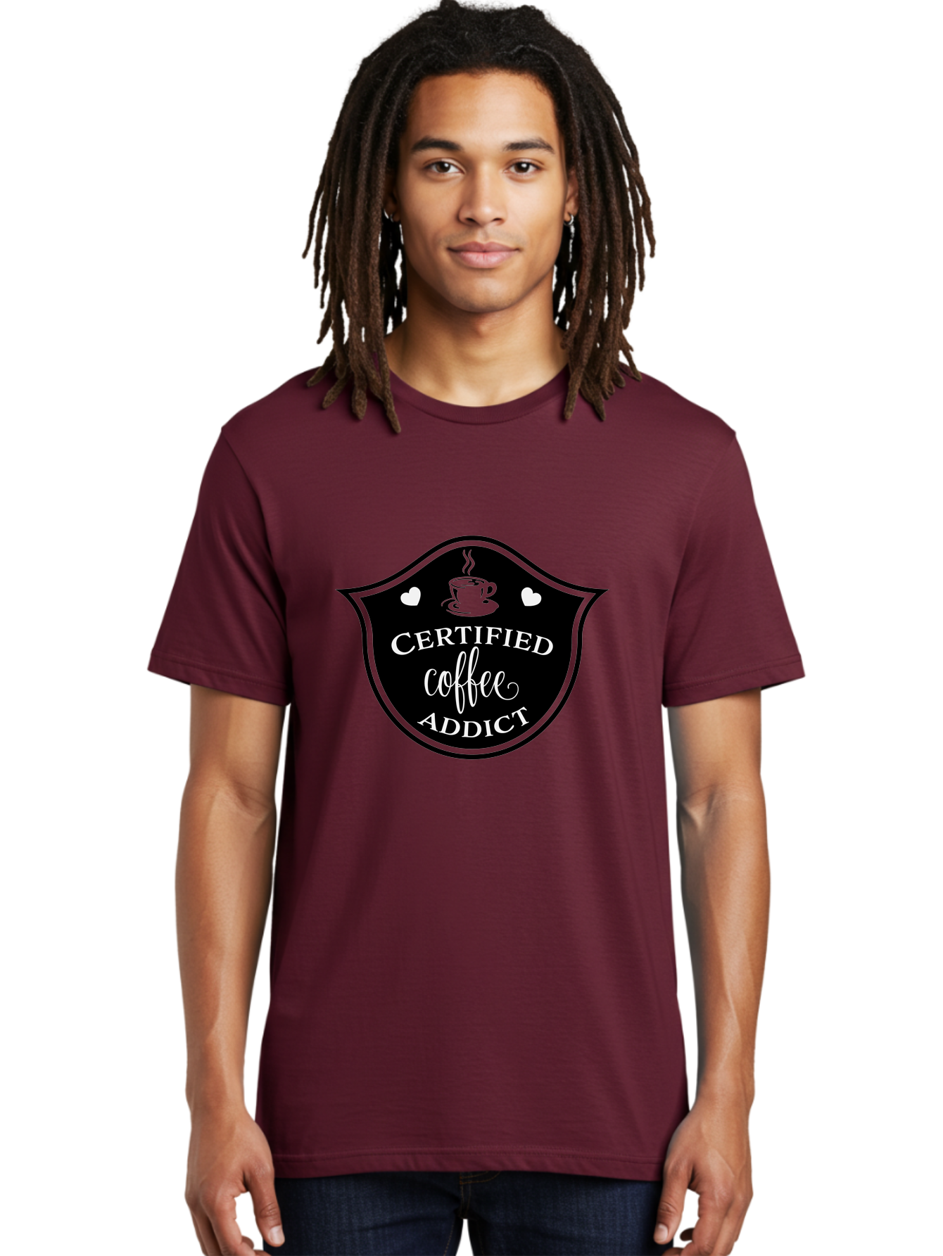 Certified-Coffee-Addict Men'S Graphic Tee, 100% Cotton, Comfortable Casual Summer Wear, Machine Washable, Coffee Lover, Coffee Addiction, Coffee Enthusiast, Coffee Culture, Caffeine Fix, Morning Coffee, Coffee Obsession Aac571