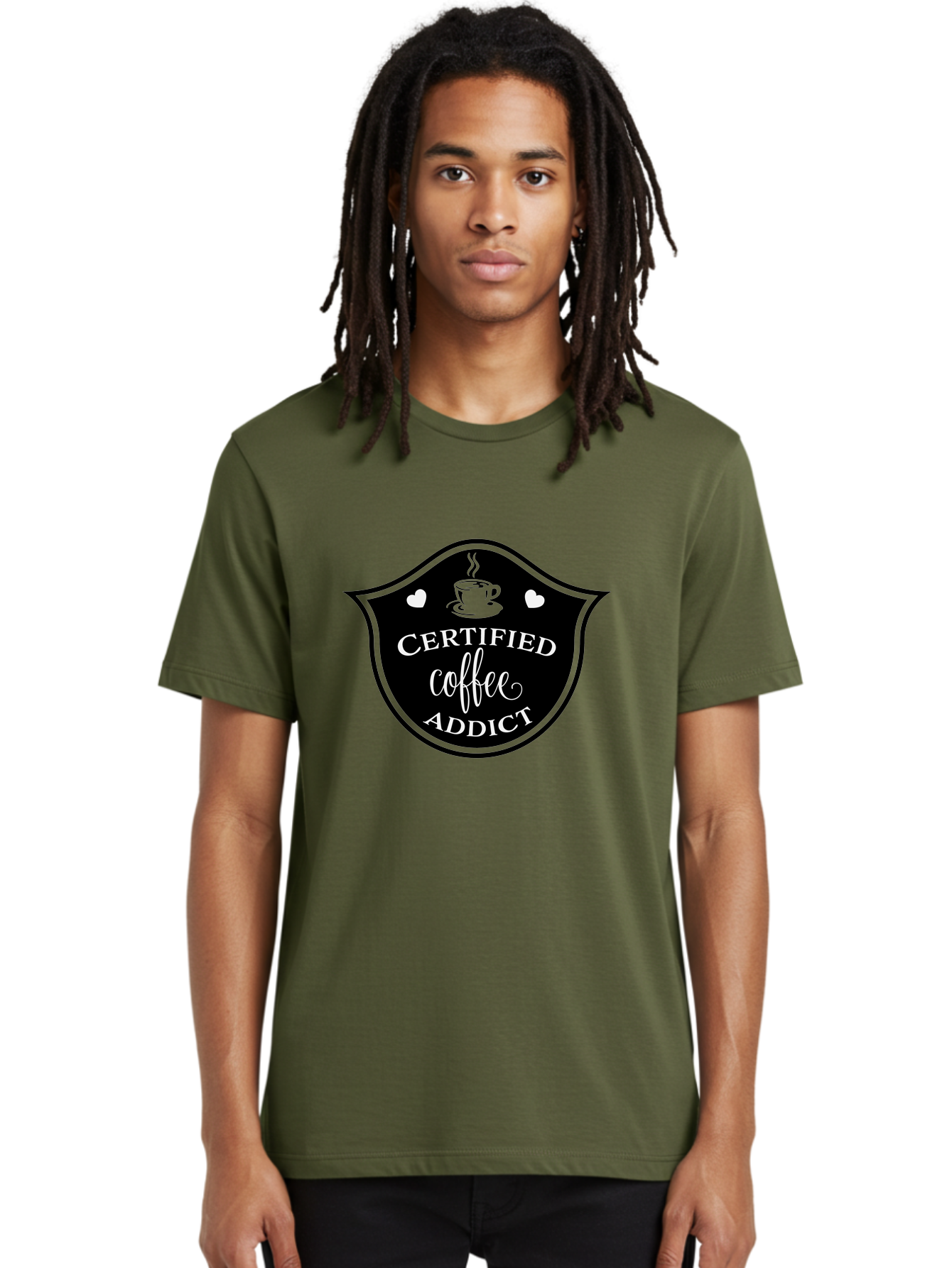 Certified-Coffee-Addict Men'S Graphic Tee, 100% Cotton, Comfortable Casual Summer Wear, Machine Washable, Coffee Lover, Coffee Addiction, Coffee Enthusiast, Coffee Culture, Caffeine Fix, Morning Coffee, Coffee Obsession Aac571