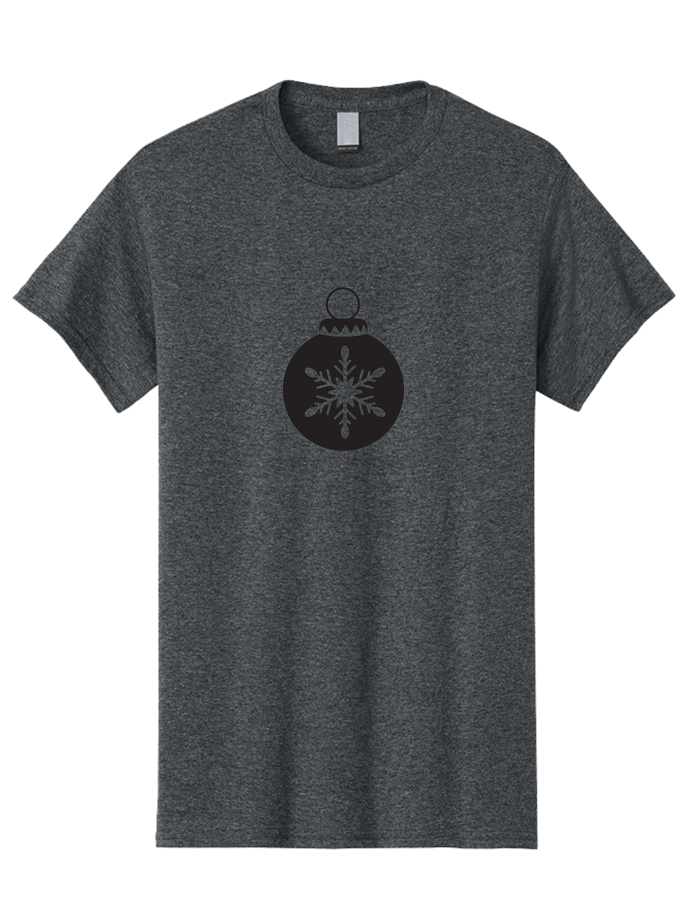 Christmas-Bauble Men'S Graphic Tee, 100% Cotton, Comfortable Casual Summer Wear, Machine Washable, Christmas Decoration, Festive Symbol, Snowflake Design, Holiday Ornament, Black And Green, Winter Wonderland Theme, Seasonal Graphic, Aac576