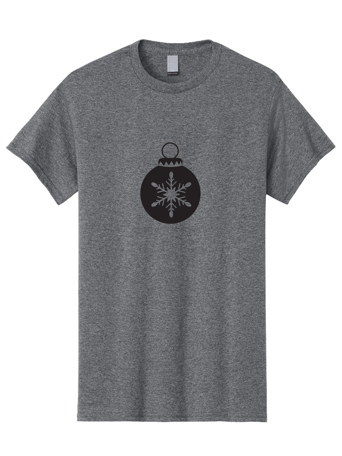 Christmas-Bauble Men'S Graphic Tee, 100% Cotton, Comfortable Casual Summer Wear, Machine Washable, Christmas Decoration, Festive Symbol, Snowflake Design, Holiday Ornament, Black And Green, Winter Wonderland Theme, Seasonal Graphic, Aac576