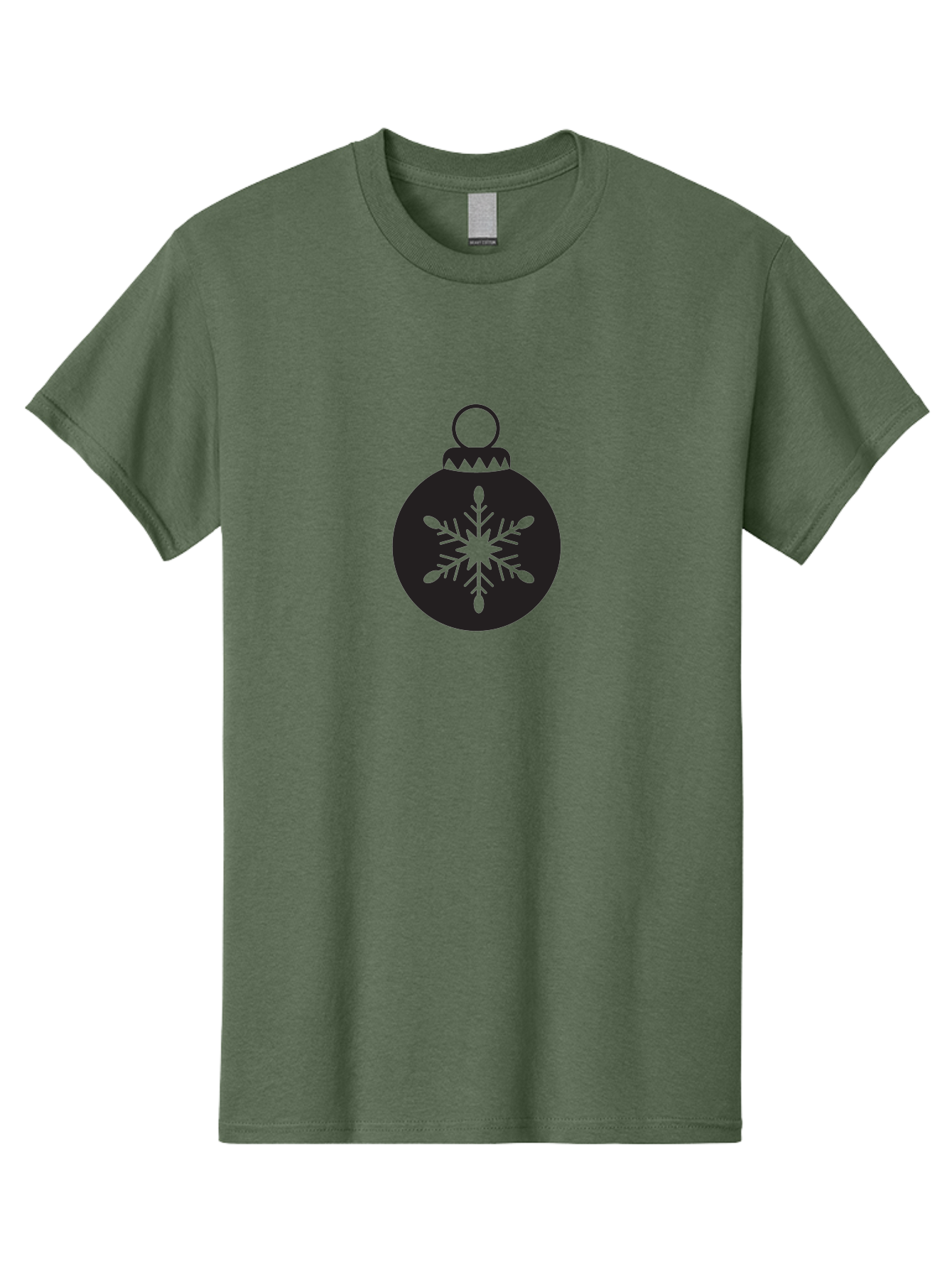 Christmas-Bauble Men'S Graphic Tee, 100% Cotton, Comfortable Casual Summer Wear, Machine Washable, Christmas Decoration, Festive Symbol, Snowflake Design, Holiday Ornament, Black And Green, Winter Wonderland Theme, Seasonal Graphic, Aac576
