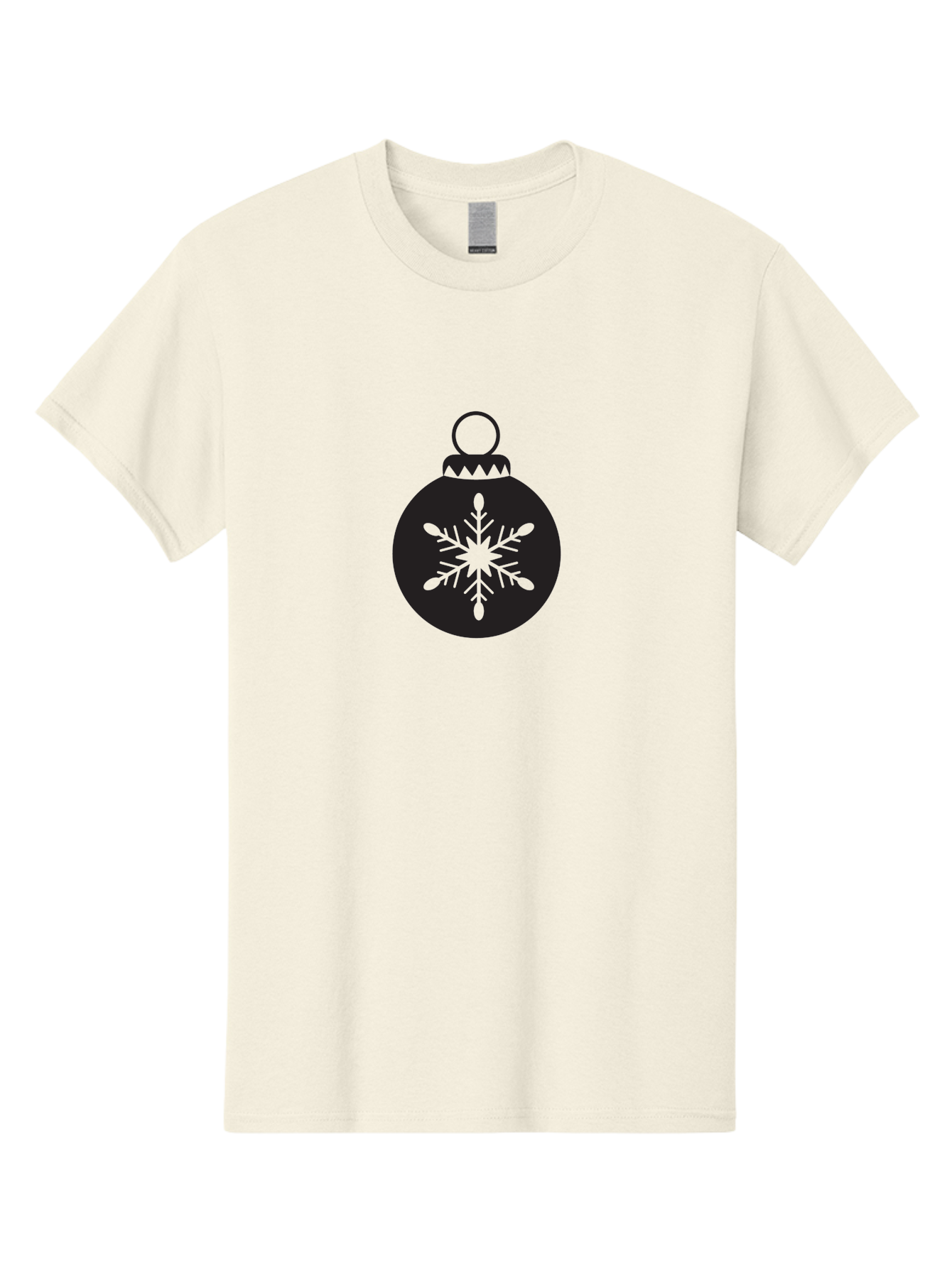 Christmas-Bauble Men'S Graphic Tee, 100% Cotton, Comfortable Casual Summer Wear, Machine Washable, Christmas Decoration, Festive Symbol, Snowflake Design, Holiday Ornament, Black And Green, Winter Wonderland Theme, Seasonal Graphic, Aac576