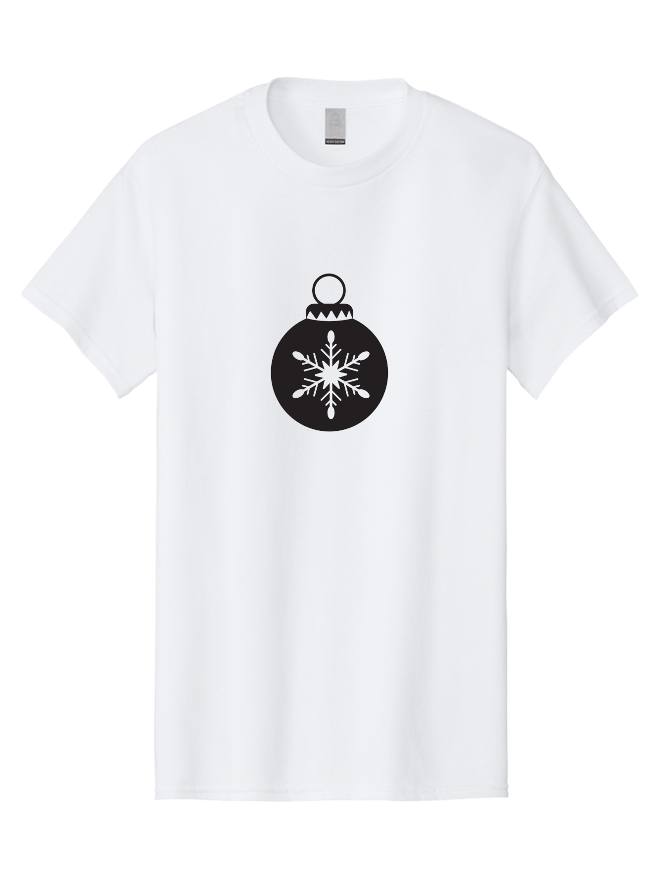 Christmas-Bauble Men'S Graphic Tee, 100% Cotton, Comfortable Casual Summer Wear, Machine Washable, Christmas Decoration, Festive Symbol, Snowflake Design, Holiday Ornament, Black And Green, Winter Wonderland Theme, Seasonal Graphic, Aac576