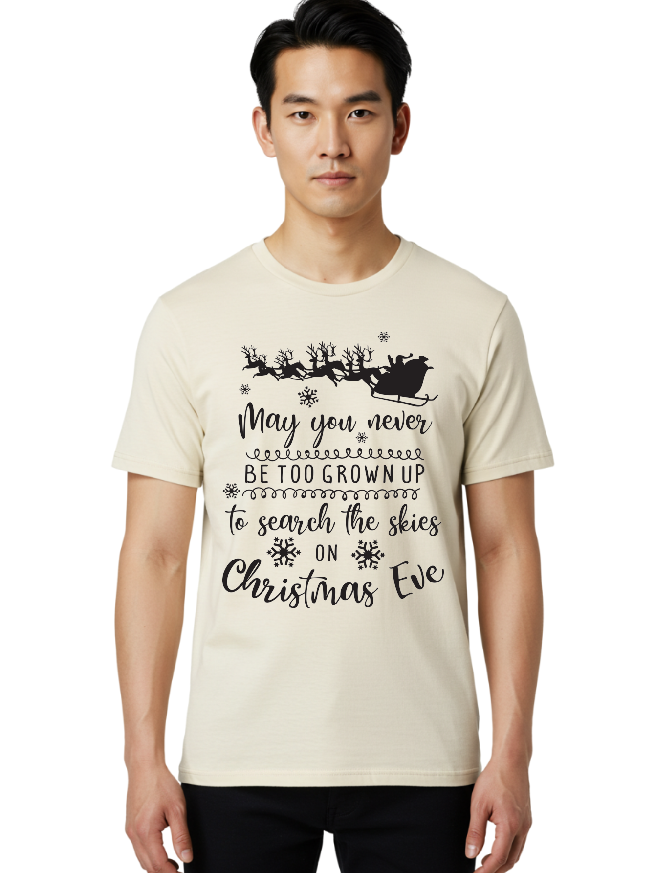 Christmas-Eve Men'S Graphic Tee, 100% Cotton, Comfortable Casual Summer Wear, Machine Washable, Christmas Eve Wish, Santa Claus, Sleigh Ride, Reindeer, Festive Quote, Holiday Magic, Winter Wonderland, Christmas Magic, Santa'S Sleigh Aac581