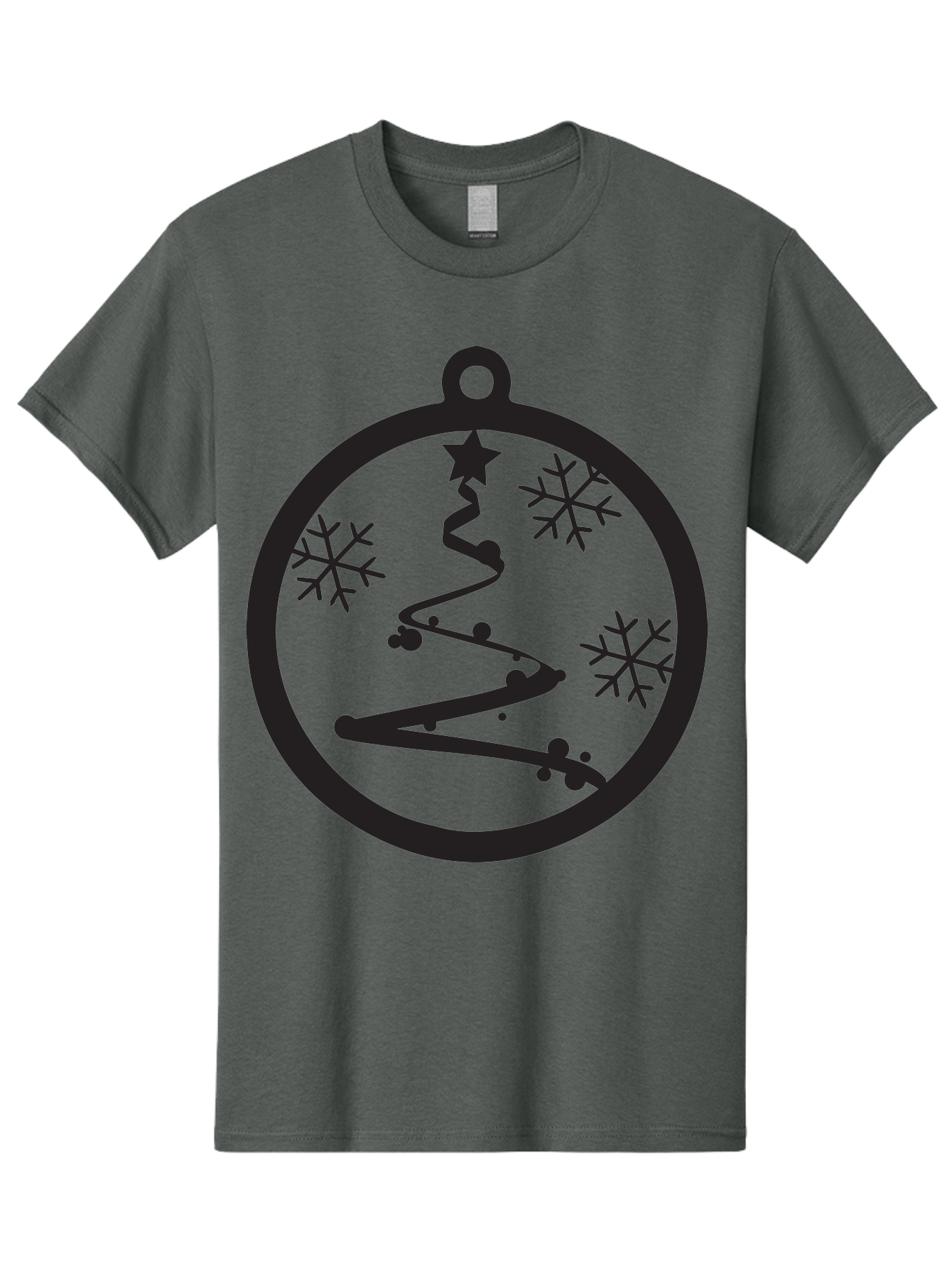 Christmas-Ornament-1 Men'S Graphic Tee, 100% Cotton, Comfortable Casual Summer Wear, Machine Washable, Christmas Tree, Snowflakes, Winter Decoration, Festive Symbol, Holiday Ornaments, Christmas Decor, Tree Silhouette, Star On Top, Aac582