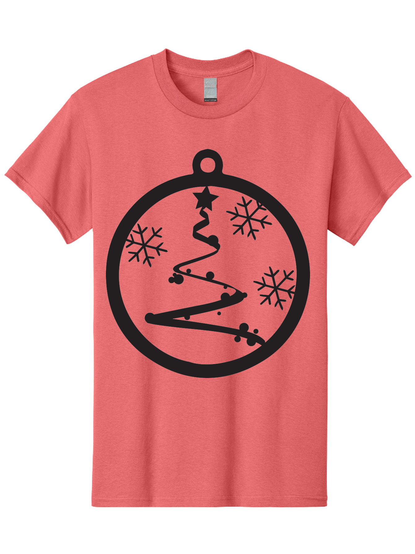 Christmas-Ornament-1 Men'S Graphic Tee, 100% Cotton, Comfortable Casual Summer Wear, Machine Washable, Christmas Tree, Snowflakes, Winter Decoration, Festive Symbol, Holiday Ornaments, Christmas Decor, Tree Silhouette, Star On Top, Aac582