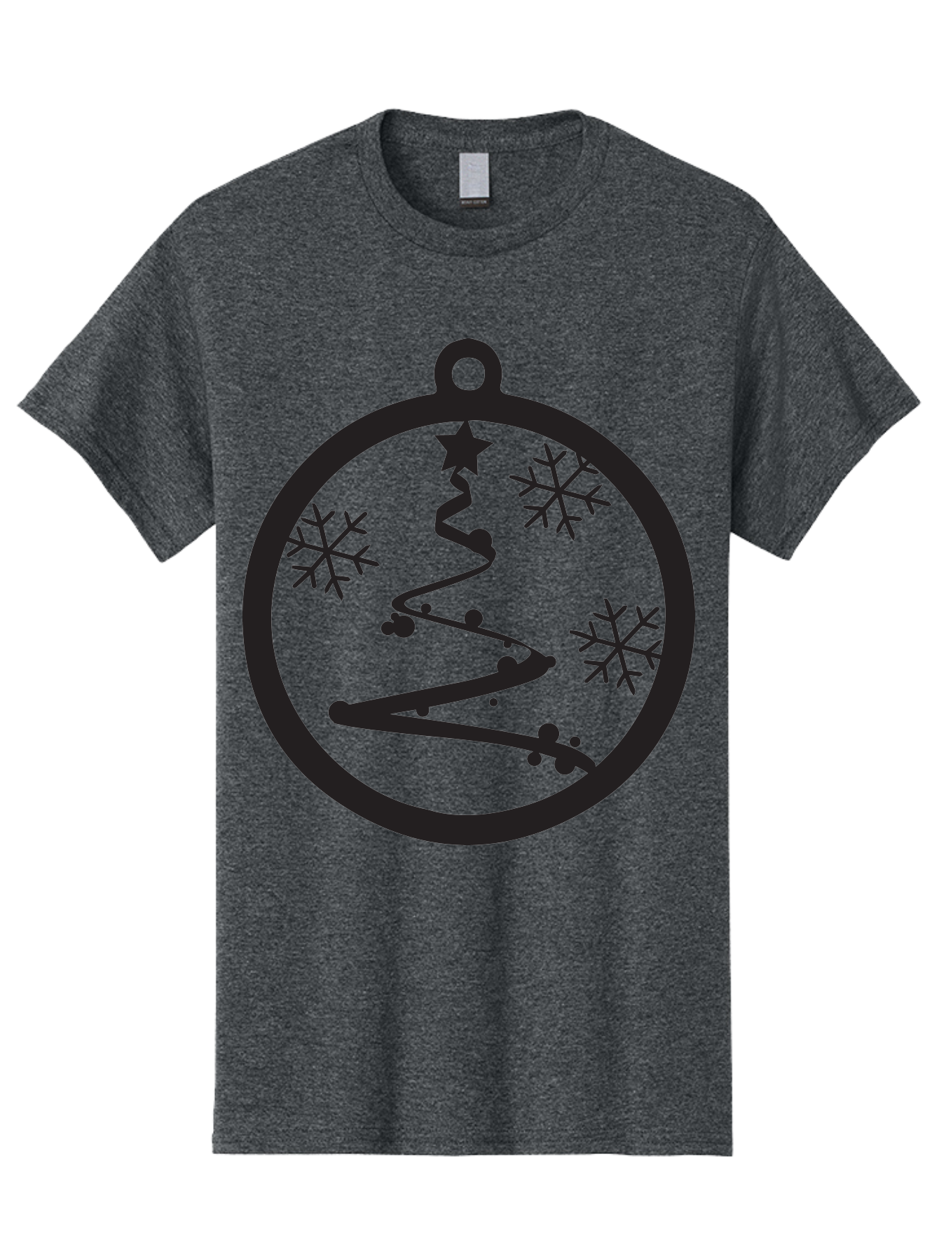 Christmas-Ornament-1 Men'S Graphic Tee, 100% Cotton, Comfortable Casual Summer Wear, Machine Washable, Christmas Tree, Snowflakes, Winter Decoration, Festive Symbol, Holiday Ornaments, Christmas Decor, Tree Silhouette, Star On Top, Aac582