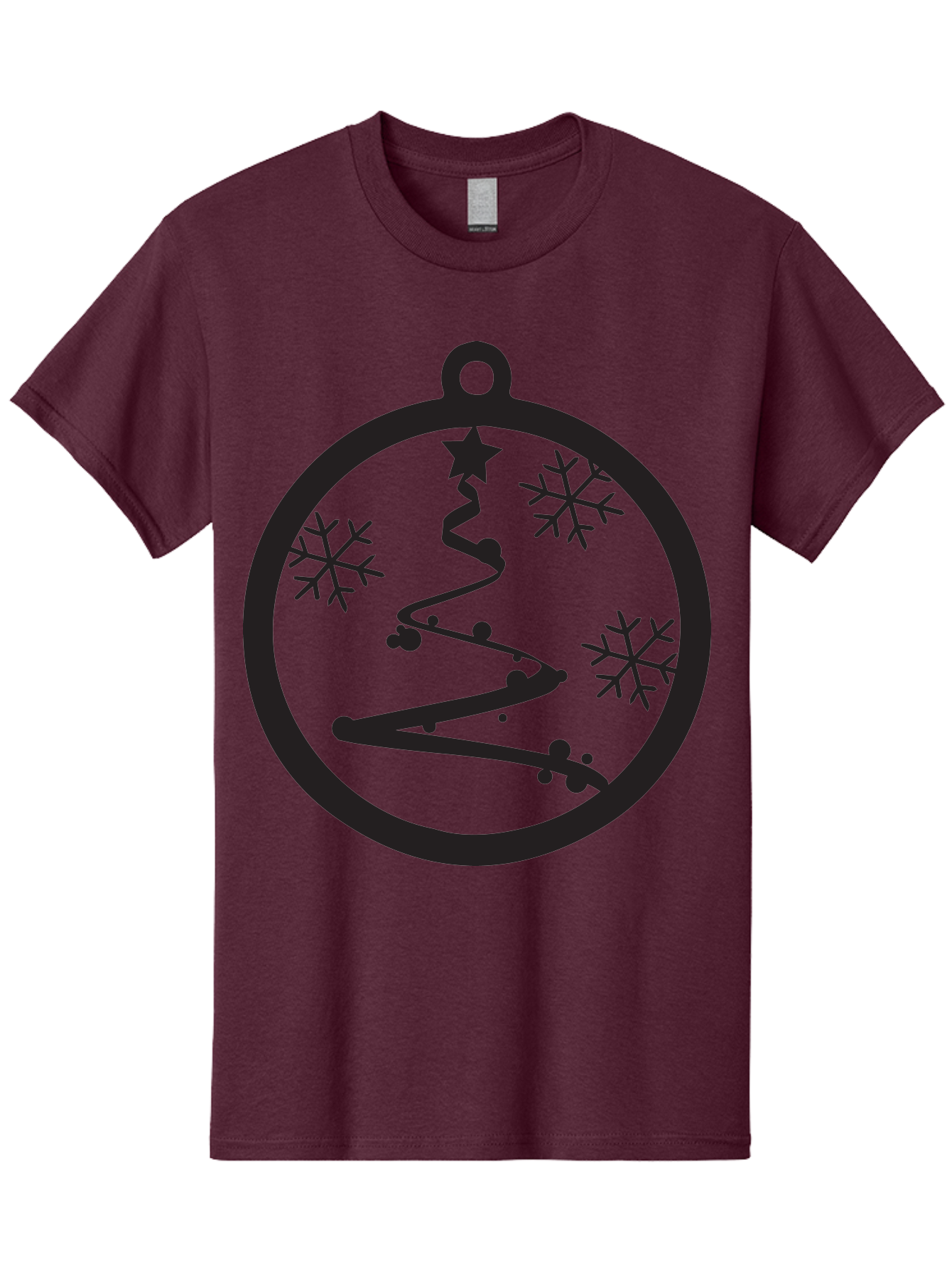 Christmas-Ornament-1 Men'S Graphic Tee, 100% Cotton, Comfortable Casual Summer Wear, Machine Washable, Christmas Tree, Snowflakes, Winter Decoration, Festive Symbol, Holiday Ornaments, Christmas Decor, Tree Silhouette, Star On Top, Aac582