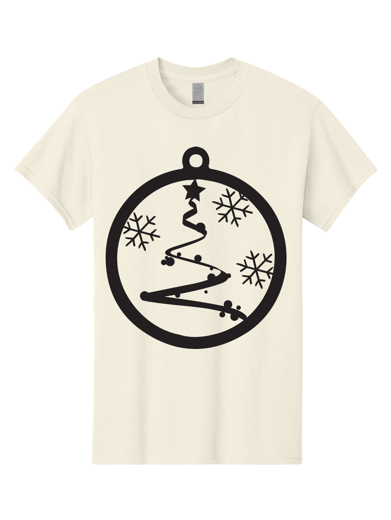 Christmas-Ornament-1 Men'S Graphic Tee, 100% Cotton, Comfortable Casual Summer Wear, Machine Washable, Christmas Tree, Snowflakes, Winter Decoration, Festive Symbol, Holiday Ornaments, Christmas Decor, Tree Silhouette, Star On Top, Aac582
