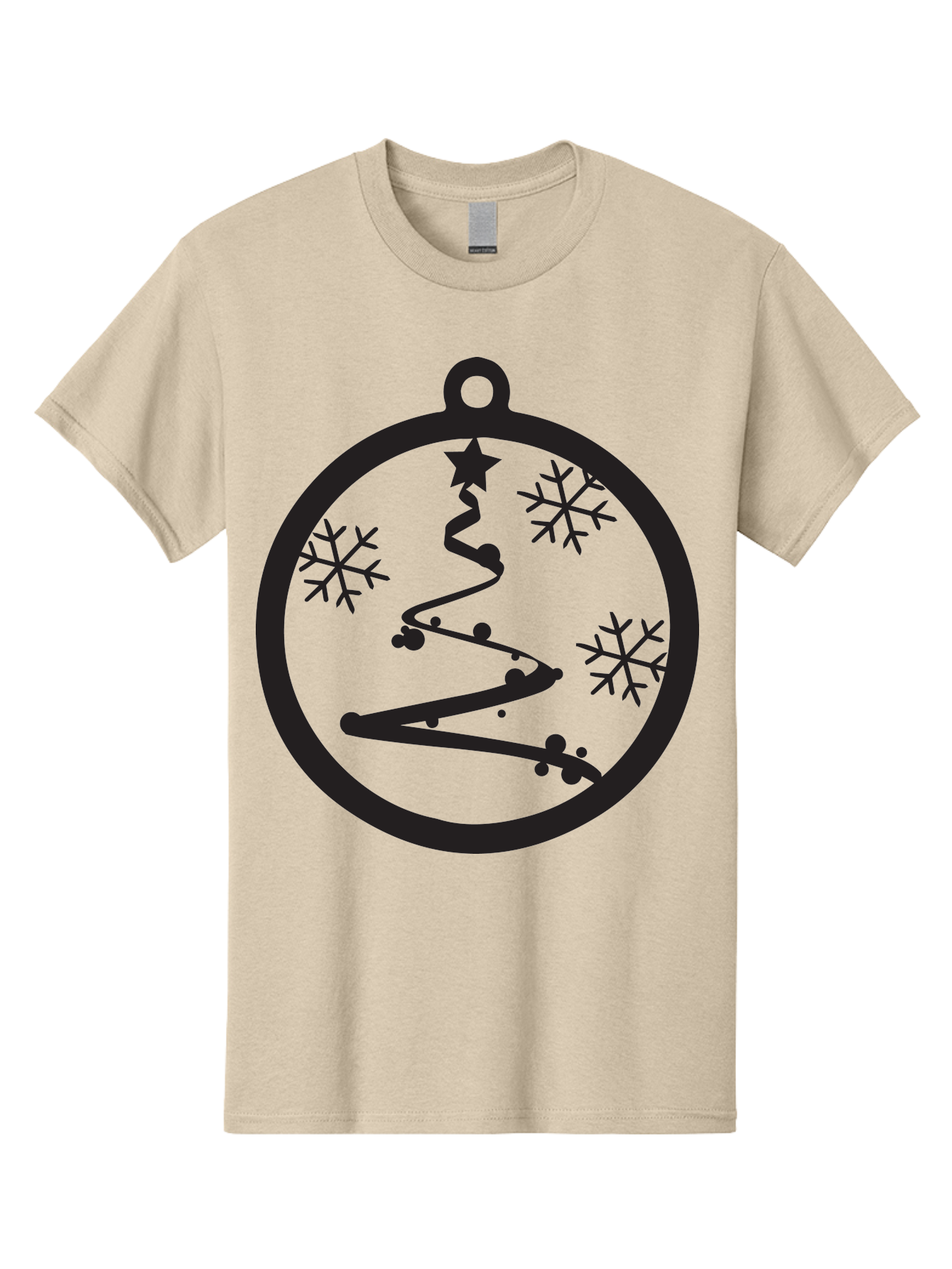 Christmas-Ornament-1 Men'S Graphic Tee, 100% Cotton, Comfortable Casual Summer Wear, Machine Washable, Christmas Tree, Snowflakes, Winter Decoration, Festive Symbol, Holiday Ornaments, Christmas Decor, Tree Silhouette, Star On Top, Aac582